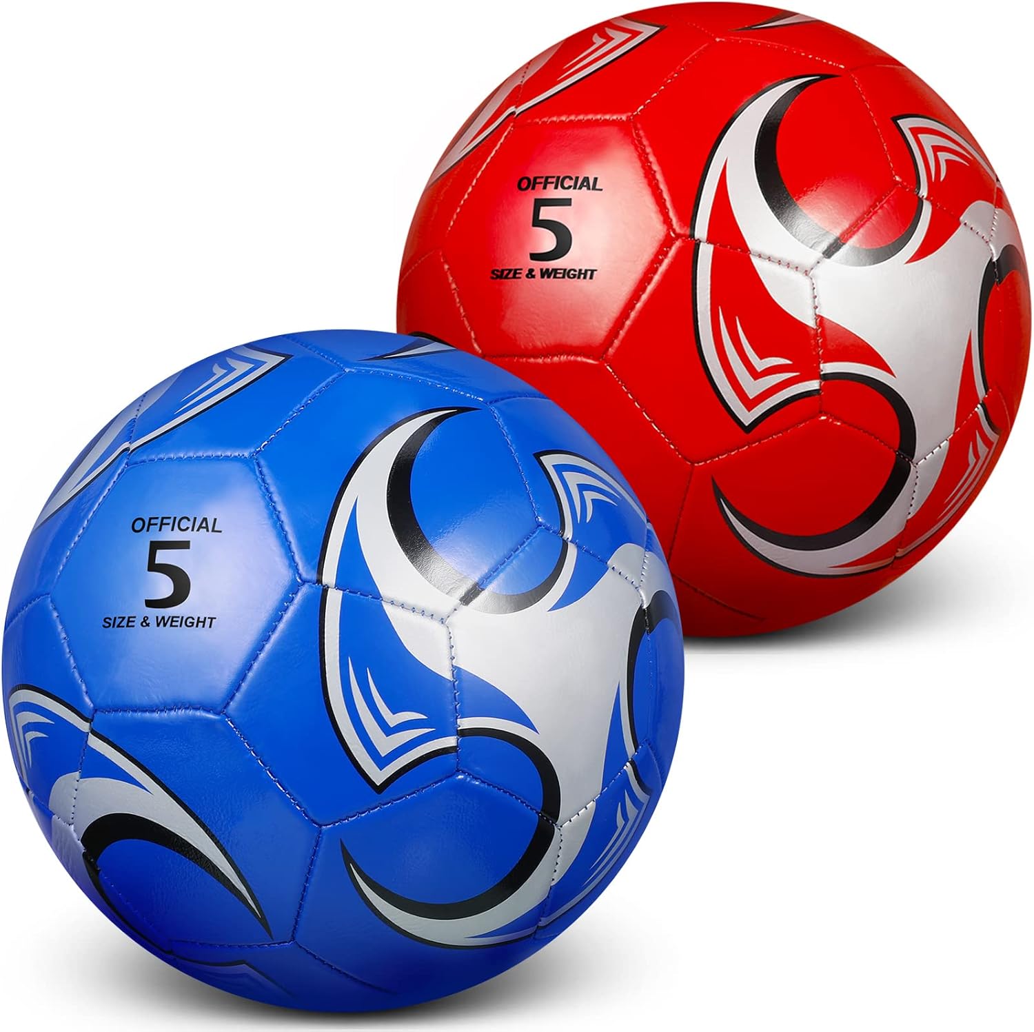 HyDren Paquete de 2 pelotas de fútbol de tamaño 5, tamaño 4, tamaño 3, pelota de fútbol para niños pequeños y jóvenes con inflador, pelota de fútbol