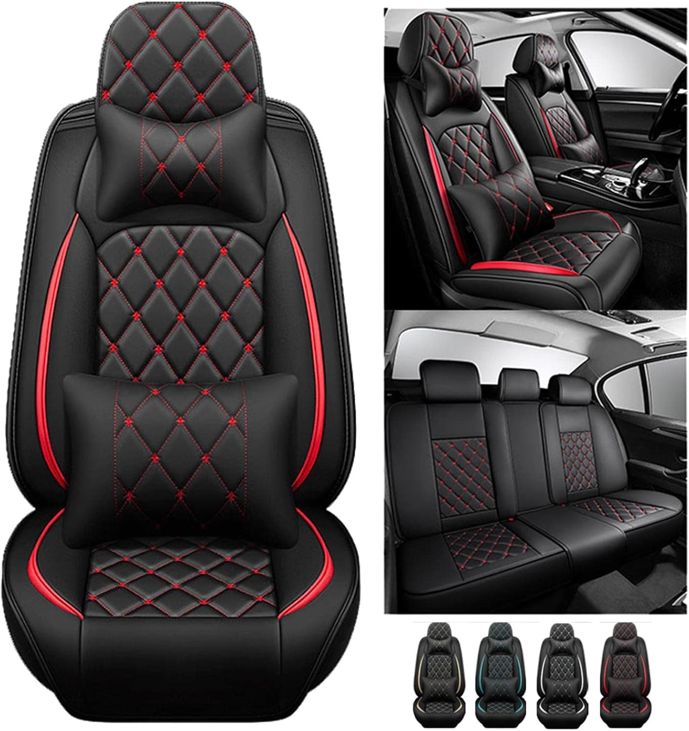 Funda de asiento de automóvil compatible con Mazda Mazda2 Mazda3 Mazda5 Mazda6 totalmente cubierta de piel sintética de 5 asientos, cómoda,