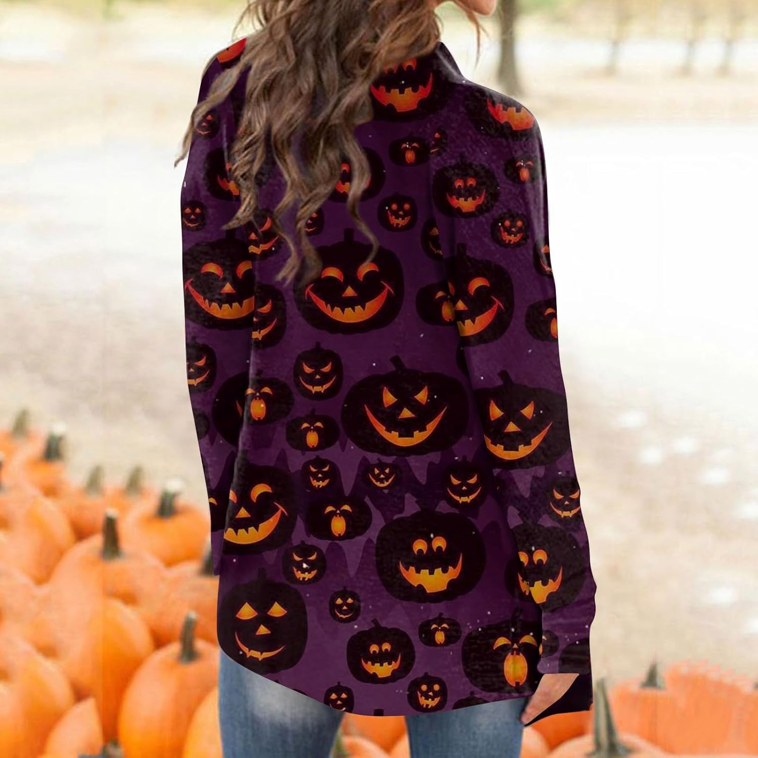 COTECRAM Disfraces de Halloween para mujer 2023, otoño, talla grande, parte delantera abierta, cárdigan largo, suéter ligero para exteriores