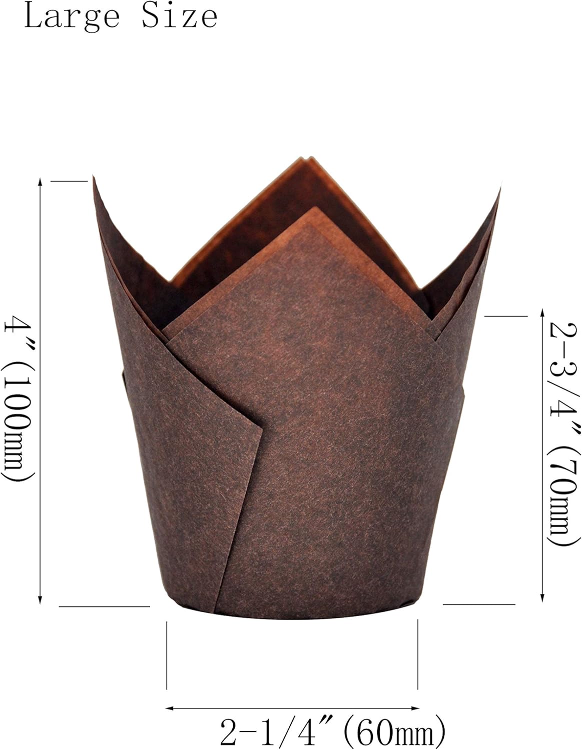 Moldes grandes de papel a prueba de grasa para magdalenas, 2-14 x 4 pulgadas, caja de 125 piezas (125, grande)
