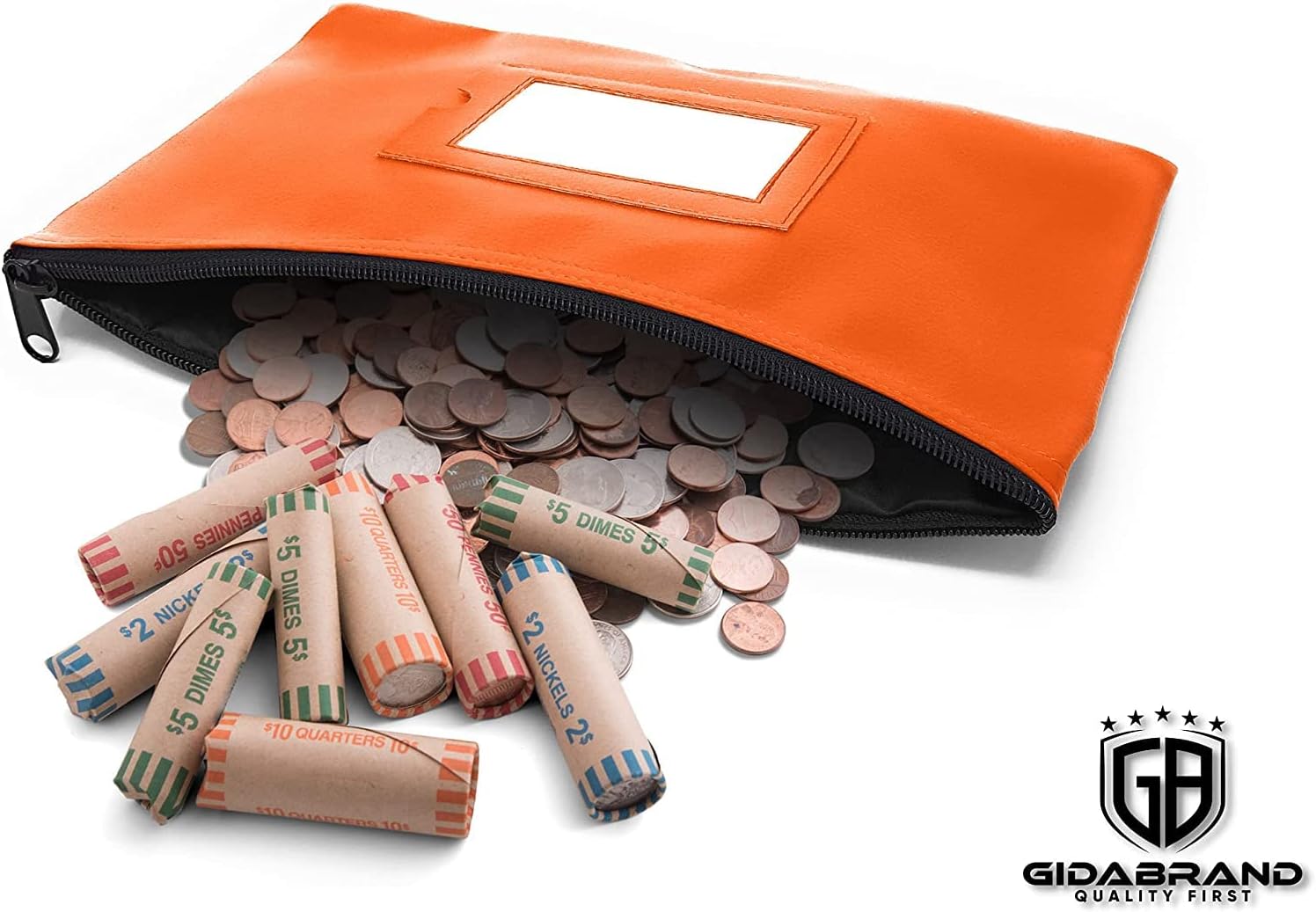 Bolsa de depósito con cremallera  Rojo y naranja  11 x 6 pulgadas  Cuero sintético duradero para dinero en efectivo monedero monedero para hombres y