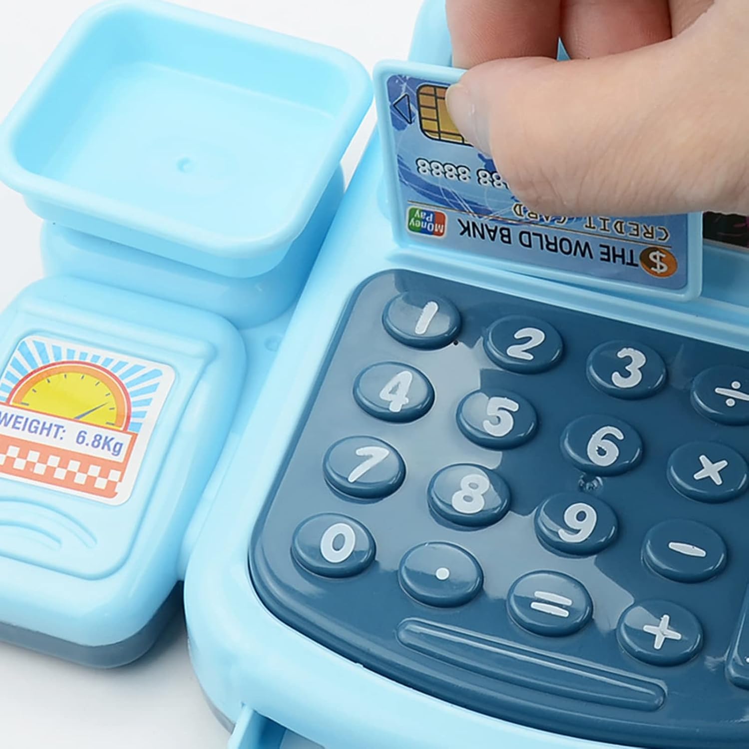 Caja registradora de juguete Juego con música Cajero Tienda de comestibles Supermercado Interactivo Playset para niños Regalo Juguete Azul