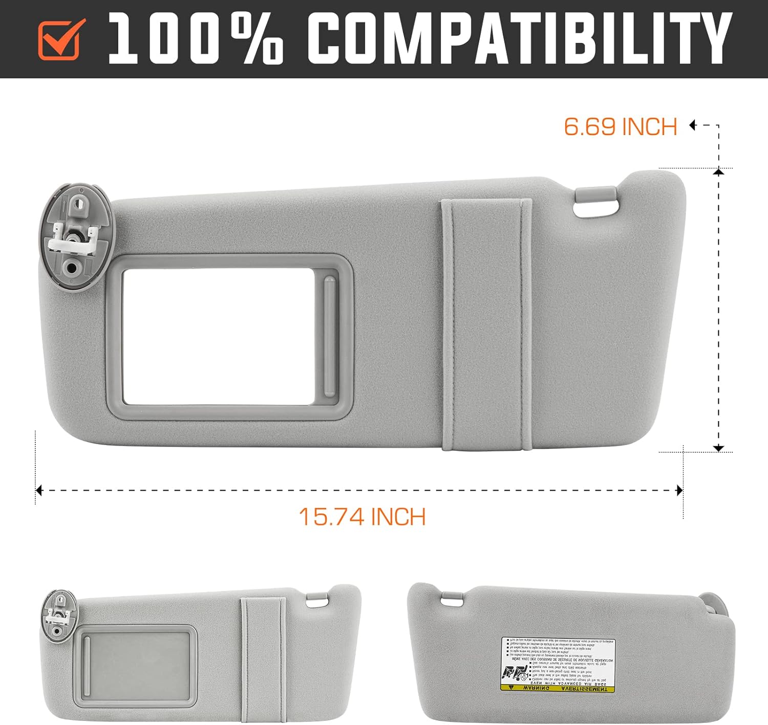 Youxmoto Visera solar para Toyota Venza lado izquierdo del conductor, 2009 2010 2011 2012 2013 2014 2015 2016 con techo corredizo, gris sustituye a