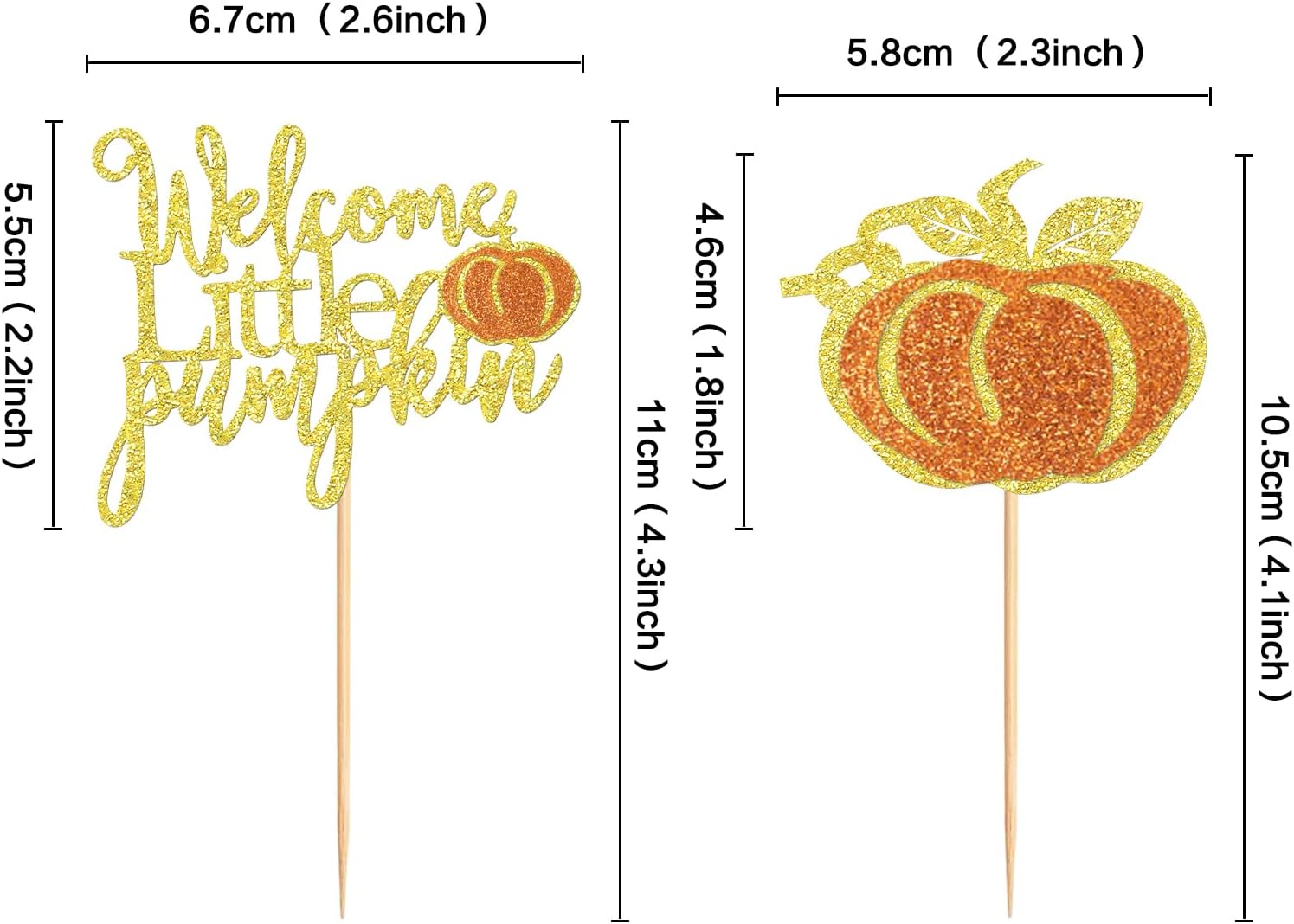 Paquete de 24 adornos de calabaza para cupcakes para niñas, decoraciones de baby shower, decoraciones de cumpleaños de calabaza, selecciones de
