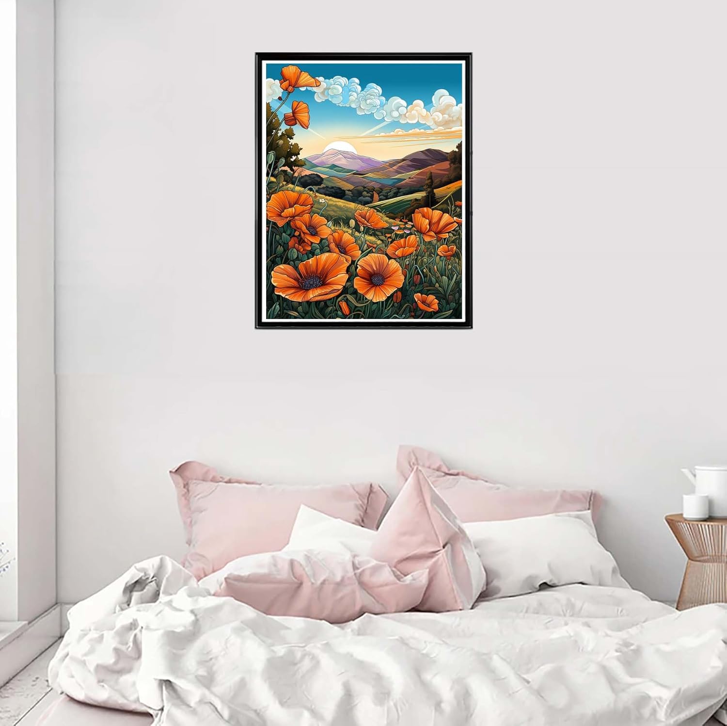 Cuneai – Kit de pintura de diamante 5D para bricolaje, amapola, taladro redondo por número, manualidades de flores, bordado de cristal para