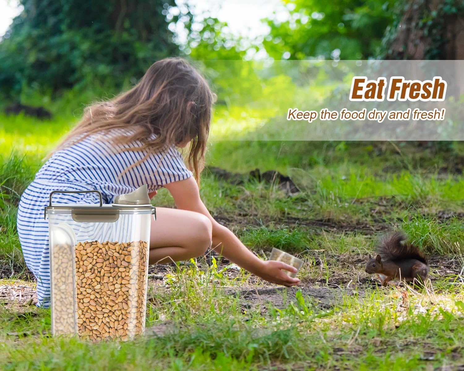 TBMax Contenedor de almacenamiento de comida para perros, contenedor hermético grande de comida para gatos con boquilla y taza más grande,