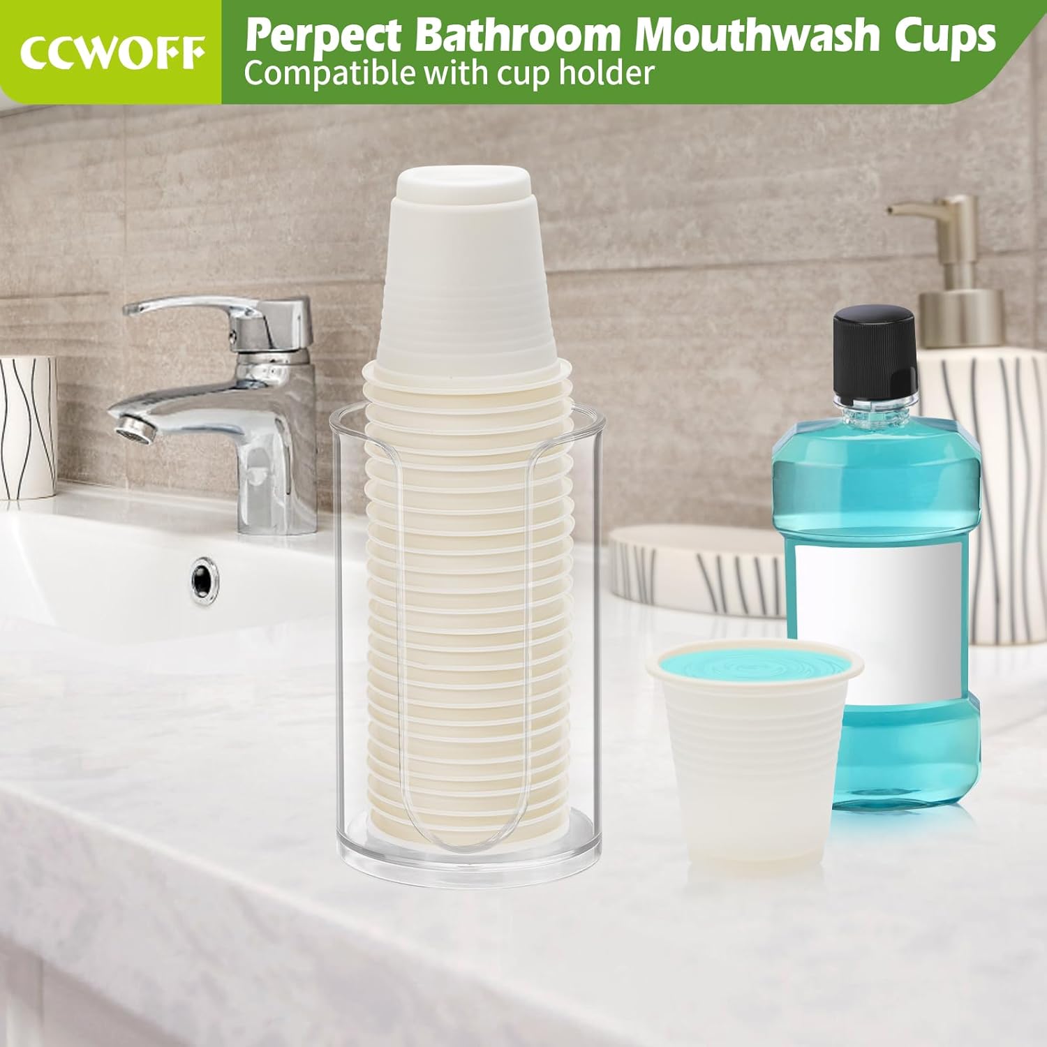 Vasos de baño de 3 onzas 100% compostables, biodegradables, ecológicas, tazas para enjuague bucal para enjuagar la boca, vasos desechables para