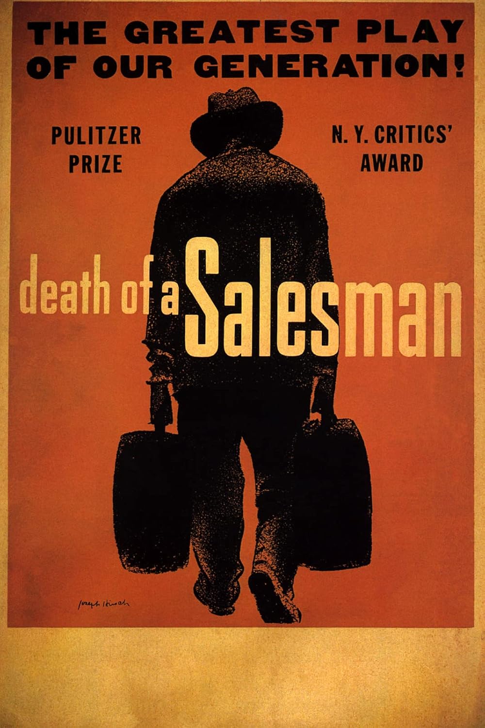 Canvas Death of A Salesman The Greatest Play of Our Generation Pulitzer Prize Broadway Theatre 11″ X 16″ Image Size Vintage Poster Repro Canvas