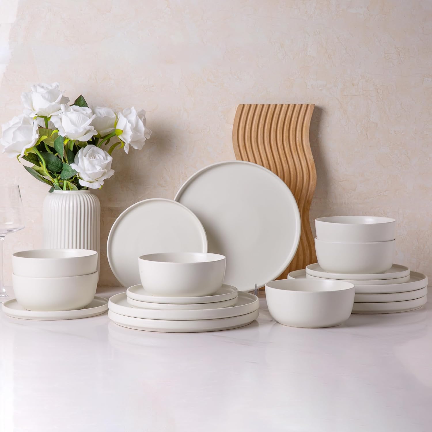 AmorArc Juego de 4 platos de cerámica para ensalada, juego de 4 platos reactivos de esmalte mate de 8.0 pulgadas, postre, ensalada, aperitivo, plato