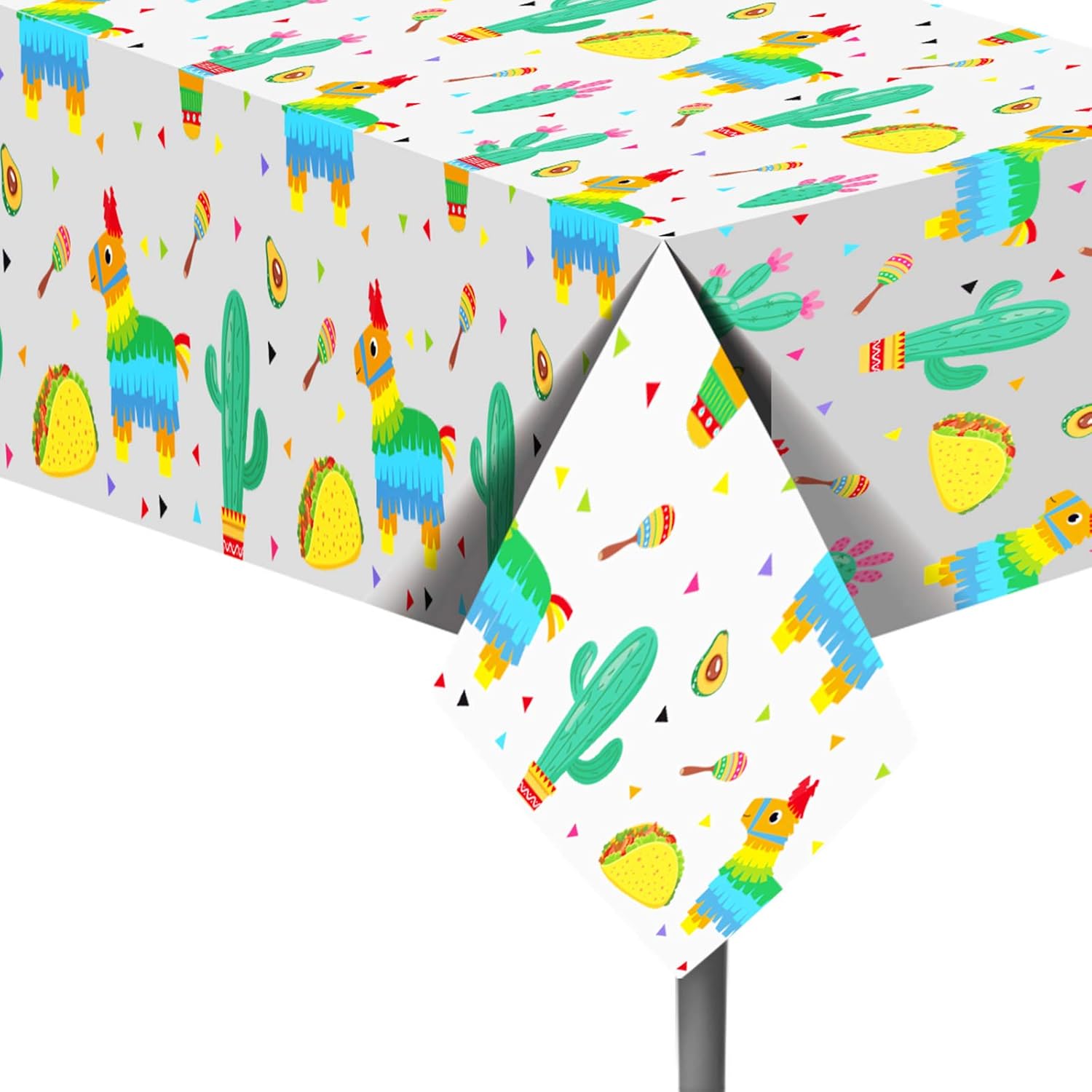 3 manteles de decoración de mesa del Cinco de Mayo, suministros para fiesta de cumpleaños mexicana, accesorios de regalo, cactus y tacos de plástico
