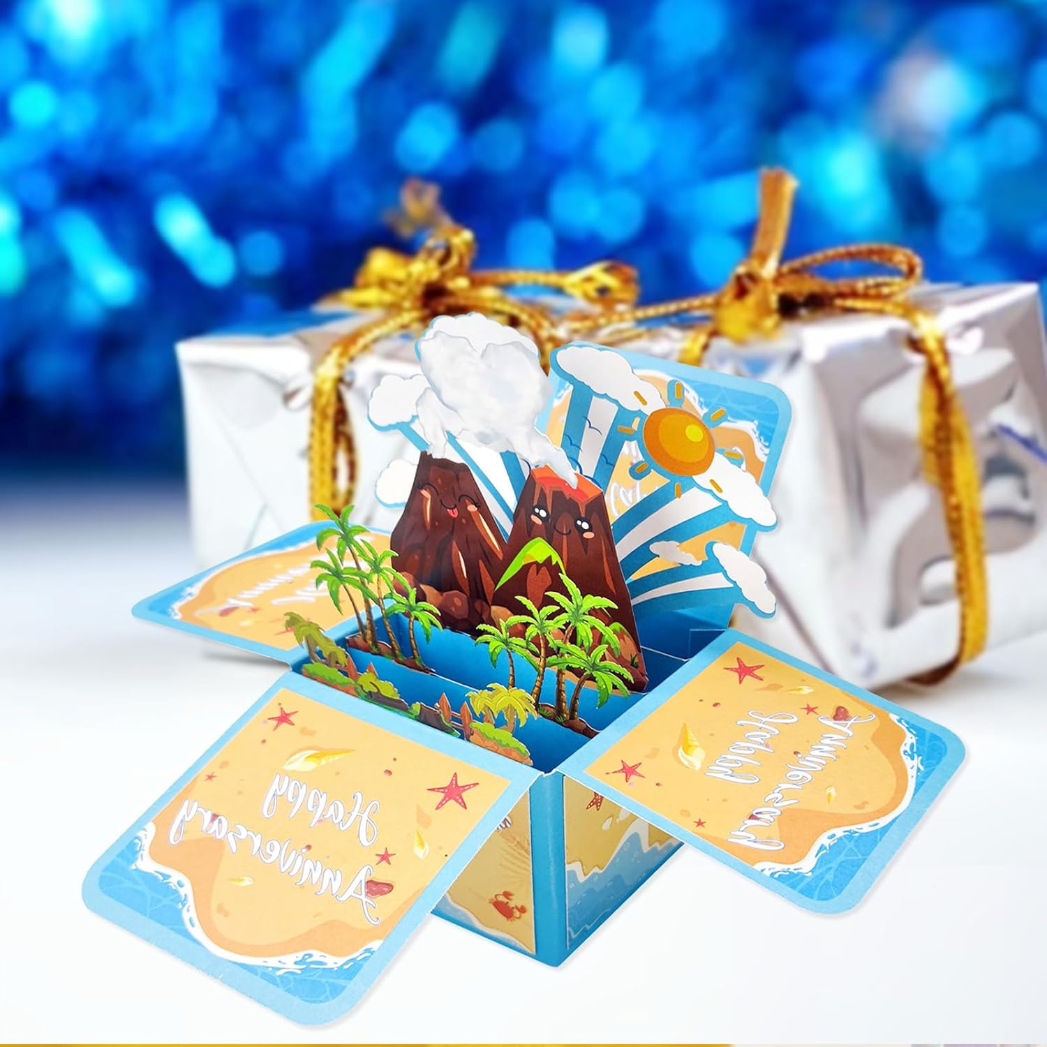 YiKaLus Divertida tarjeta desplegable de aniversario para marido y esposa, dulce tarjeta de regalo para mujeres y hombres, tarjeta de felicitación