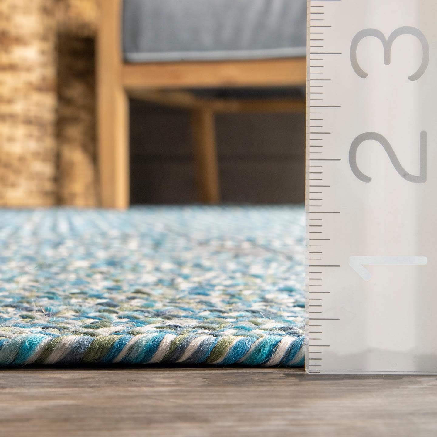 nuLOOM Wynn – Alfombra de área trenzada para interiores y exteriores, 4pies x 6pies, aguamarina