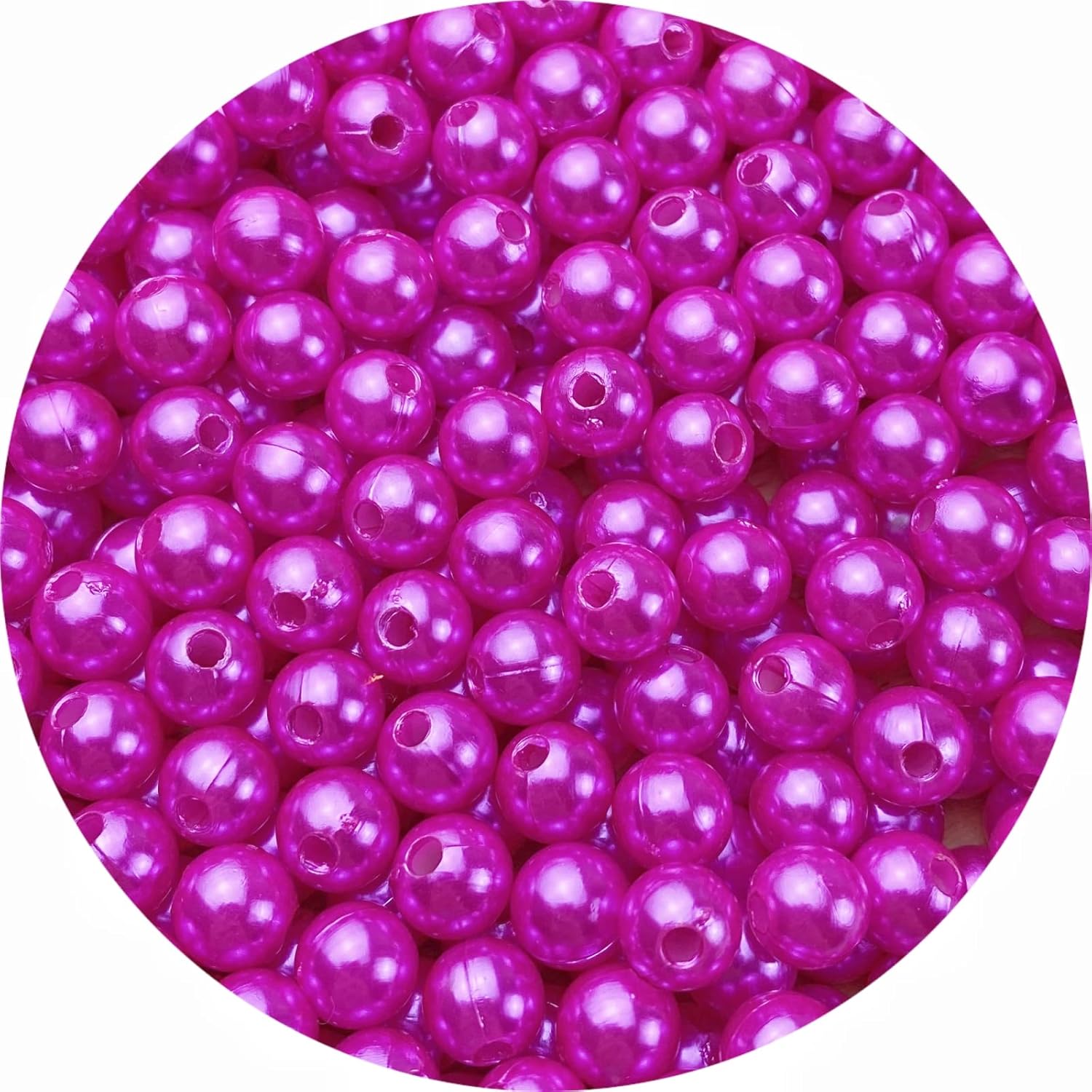 300 cuentas de perlas para manualidades de resina de 0.315 pulgadas para hacer joyas, cuentas redondas sueltas con agujero para collares, pulseras,
