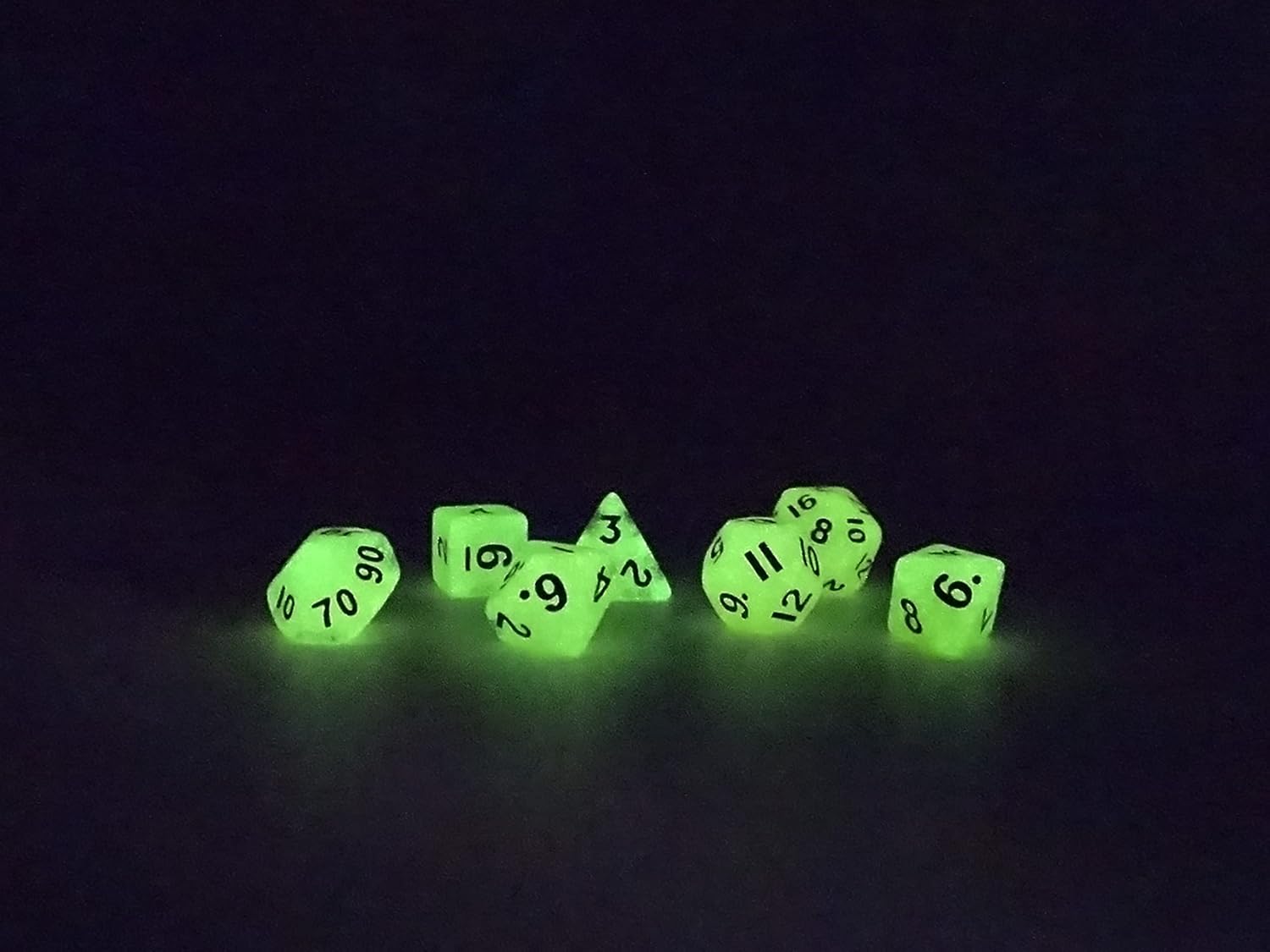 Mini colección de dados poliédricos de 0.394 pulgadas, incluye una colección D20, D12, D10, D8, D6, D4 y D00 (naranja que brilla en la oscuridad)
