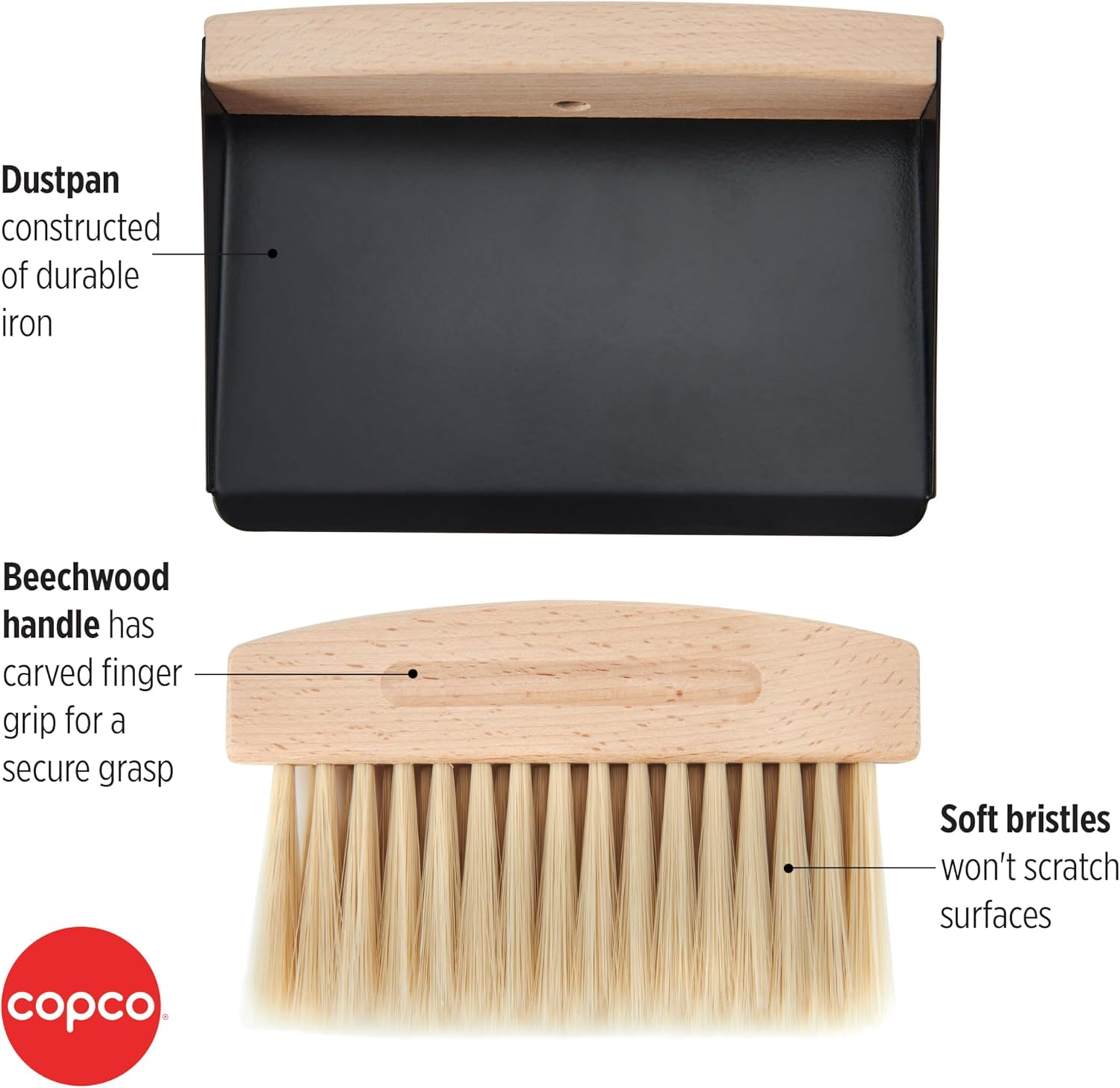 Copco Mini cepillo de limpieza de manos con sartén, madera de haya