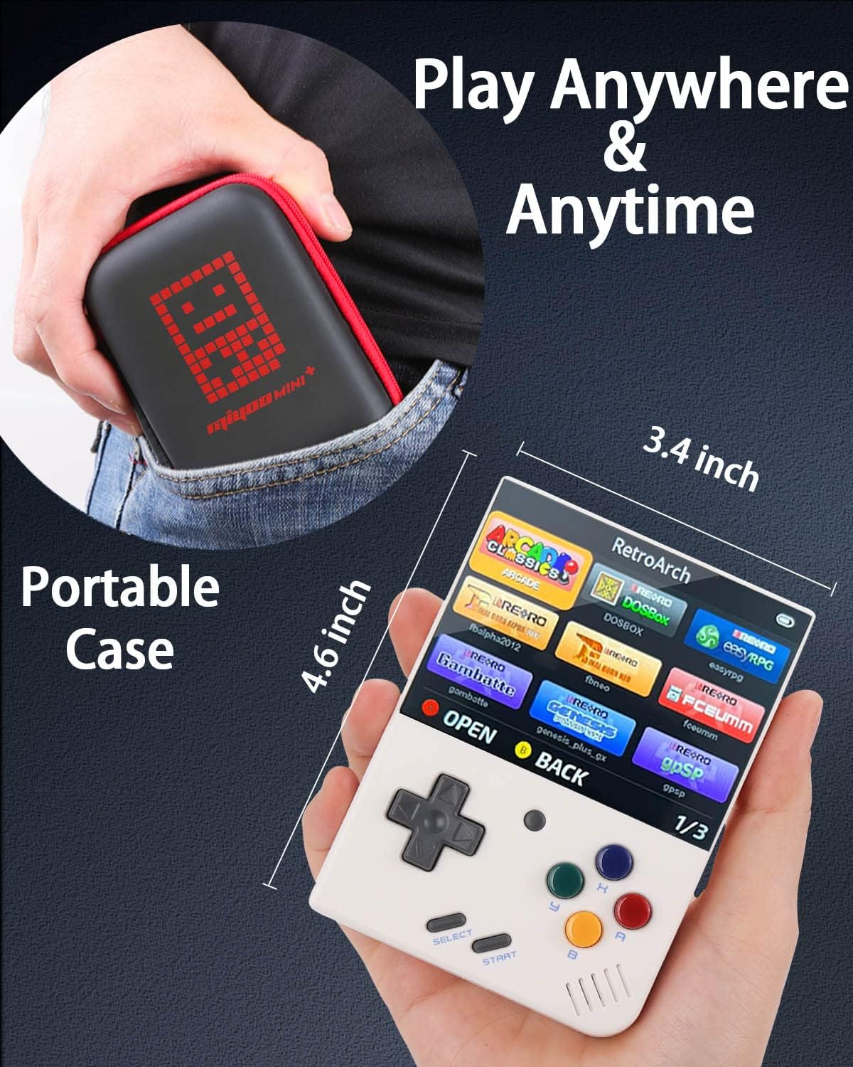 Miyoo Mini Plus, consola de juegos retro de mano con tarjeta TF de 64 G, compatible con más de 10000 juegos, emulador de consola de juegos portátil