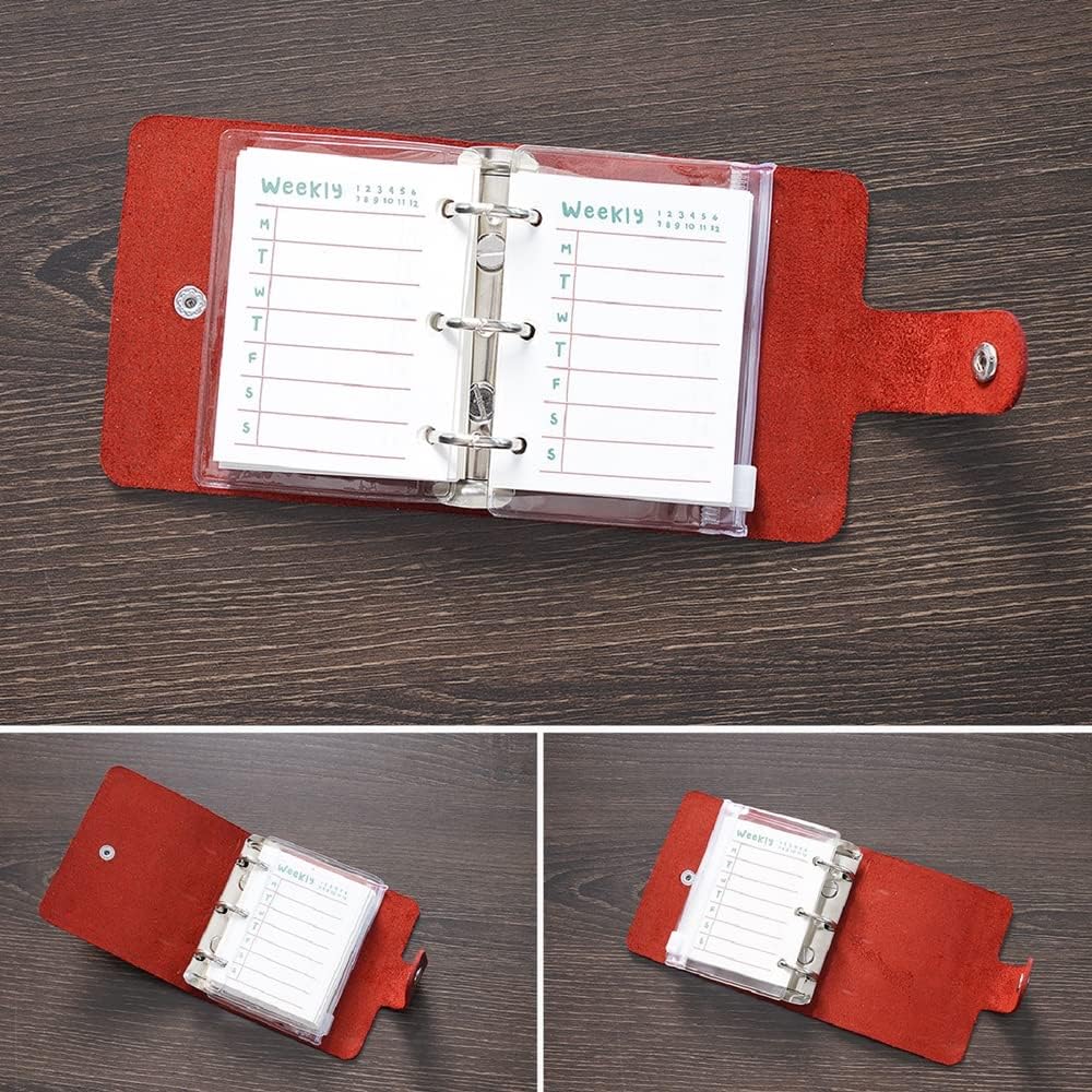 Diario A9 de cuero auténtico, agenda de tamaño de bolsillo de piel vacuna hecha a mano, mini planificador de cuero vintage, 120 páginas, hojas