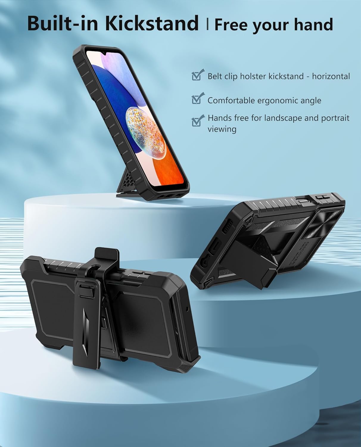FNTCASE Case for Samsung Galaxy A14-5G Military Grade Drop Proof Protection Rugged Protective A14 Cell Phone Cover with Belt Clip Holster Kickstand