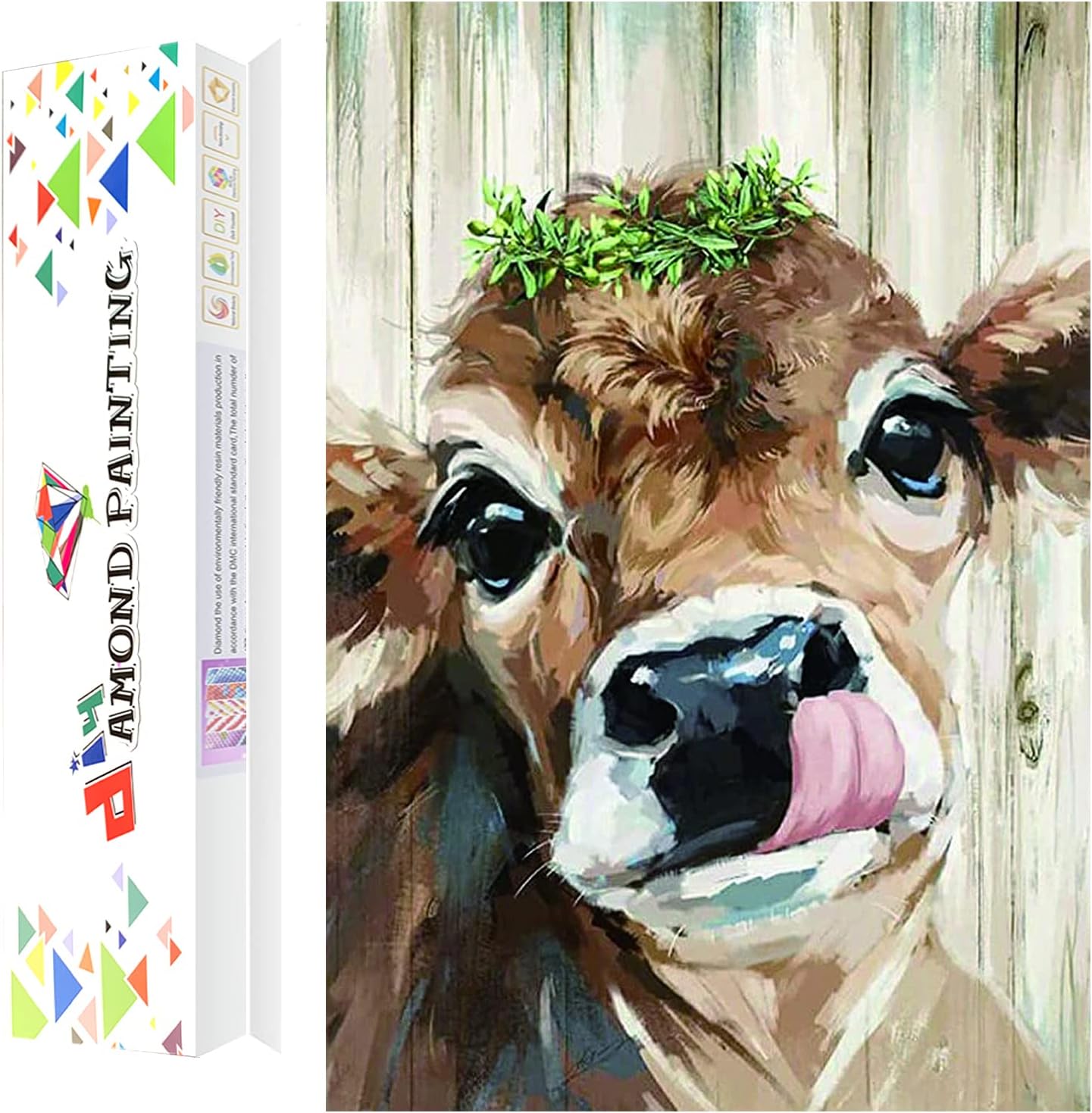 PASSDONE Arte de diamante de vaca colorido DIY 5D vaca diamante kits de pintura para adultos pintura de diamante vaca taladro completo arte arte por