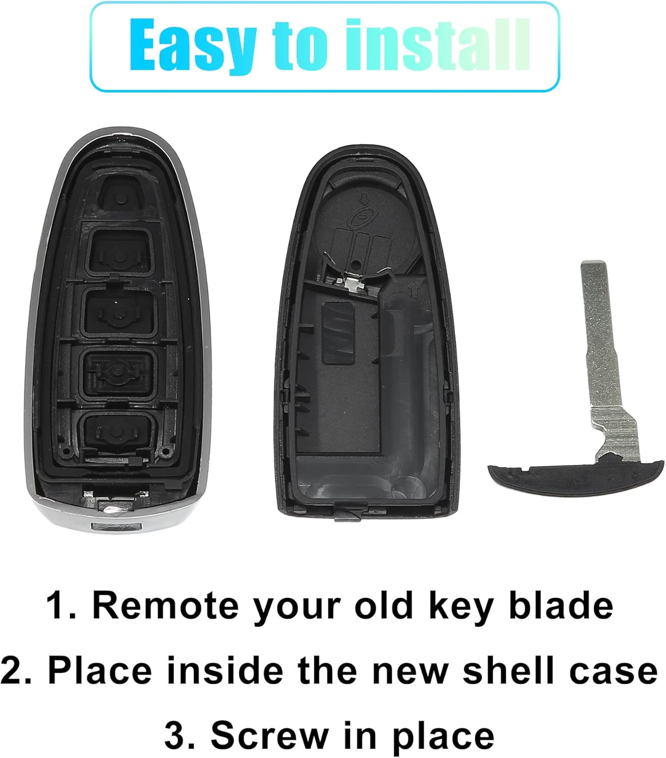 X AUTOHAUX Funda de repuesto para llavero inteligente de 5 botones, sin llave, para Ford Escape C-Max Energi Focus SE Titanium Maverick con hoja sin