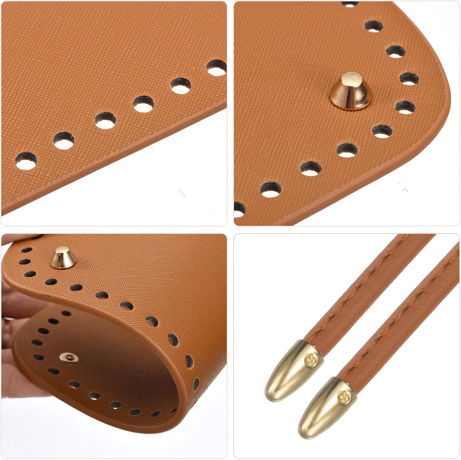 uxcell Juego de mochila de cuero, 3 piezas, kit de fabricación de bolsos de cuero con parte inferior de bolsa, correa para el hombro, cordón para