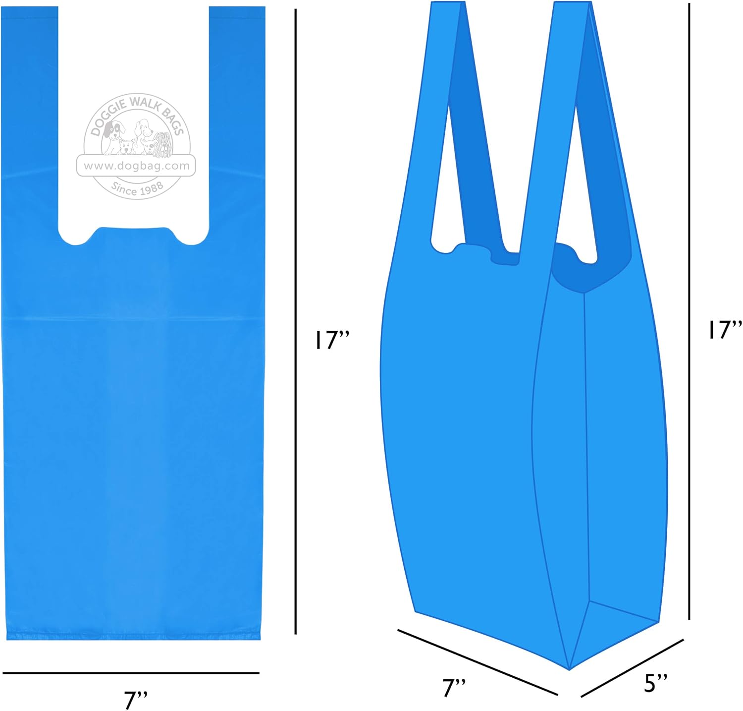 Bolsa para excrementos de perro con asa de fácil amarre, bolsas de basura extra grandes y fuertes para perros, perfumadas, fáciles de dispensar y a