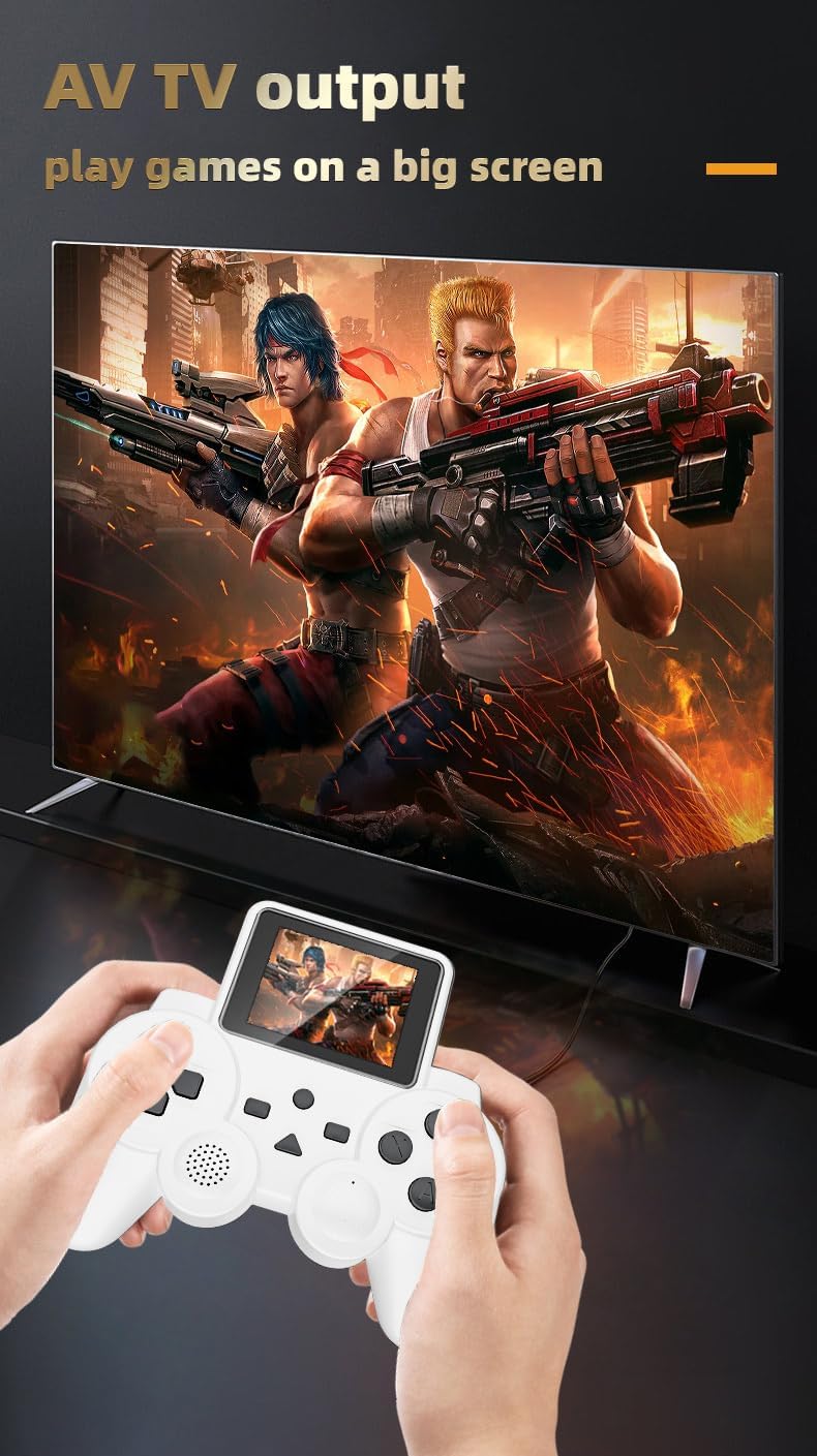 8-bit 520 en 1 Classic Retro Games Handheld Gamepad Game Console – Pantalla de 2.5 pulgadas recargable AV TV Out (blanco)