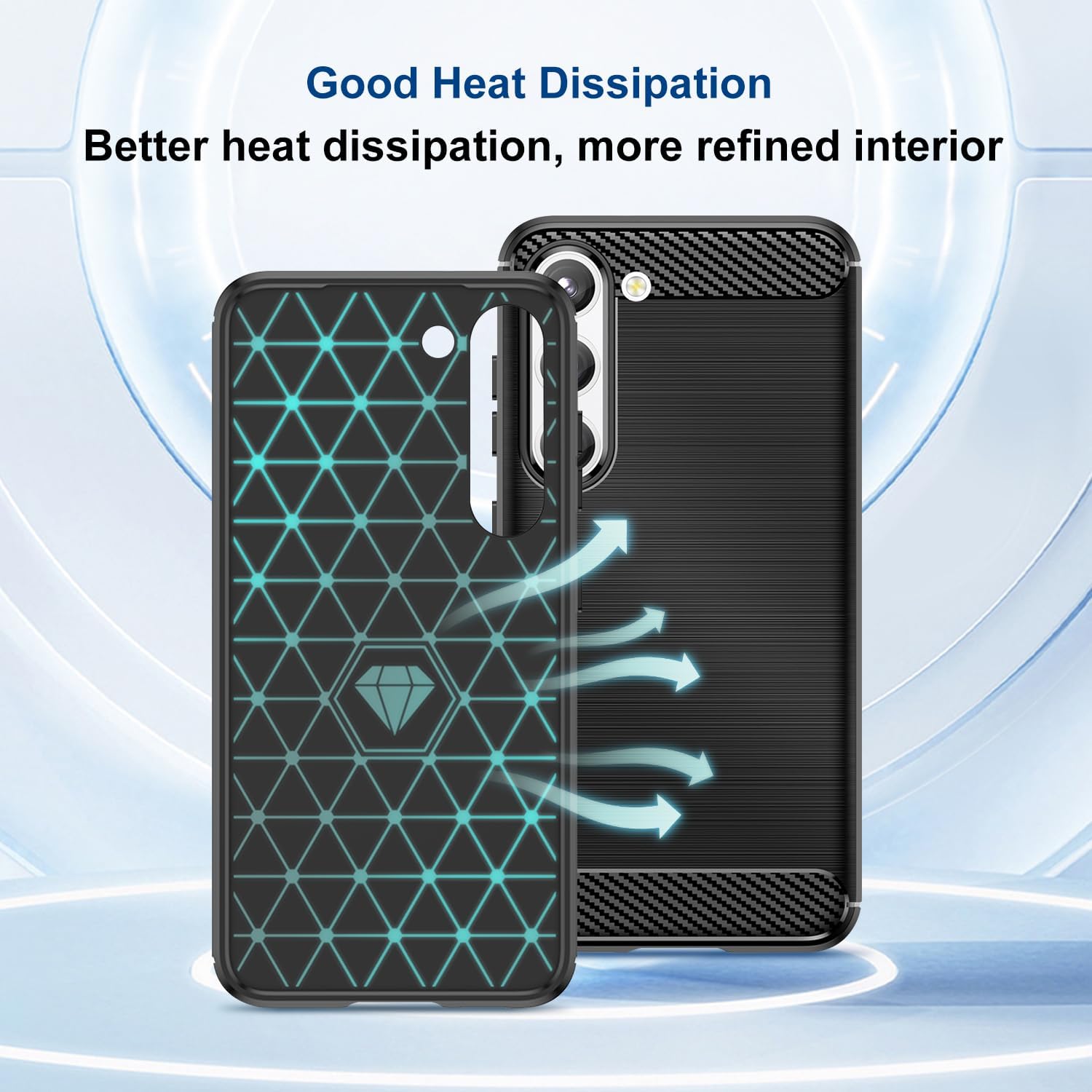 Qiinogow Funda compatible con Samsung Galaxy S23 5G, funda delgada para teléfono con absorción de golpes, funda protectora de goma TPU de fibra de