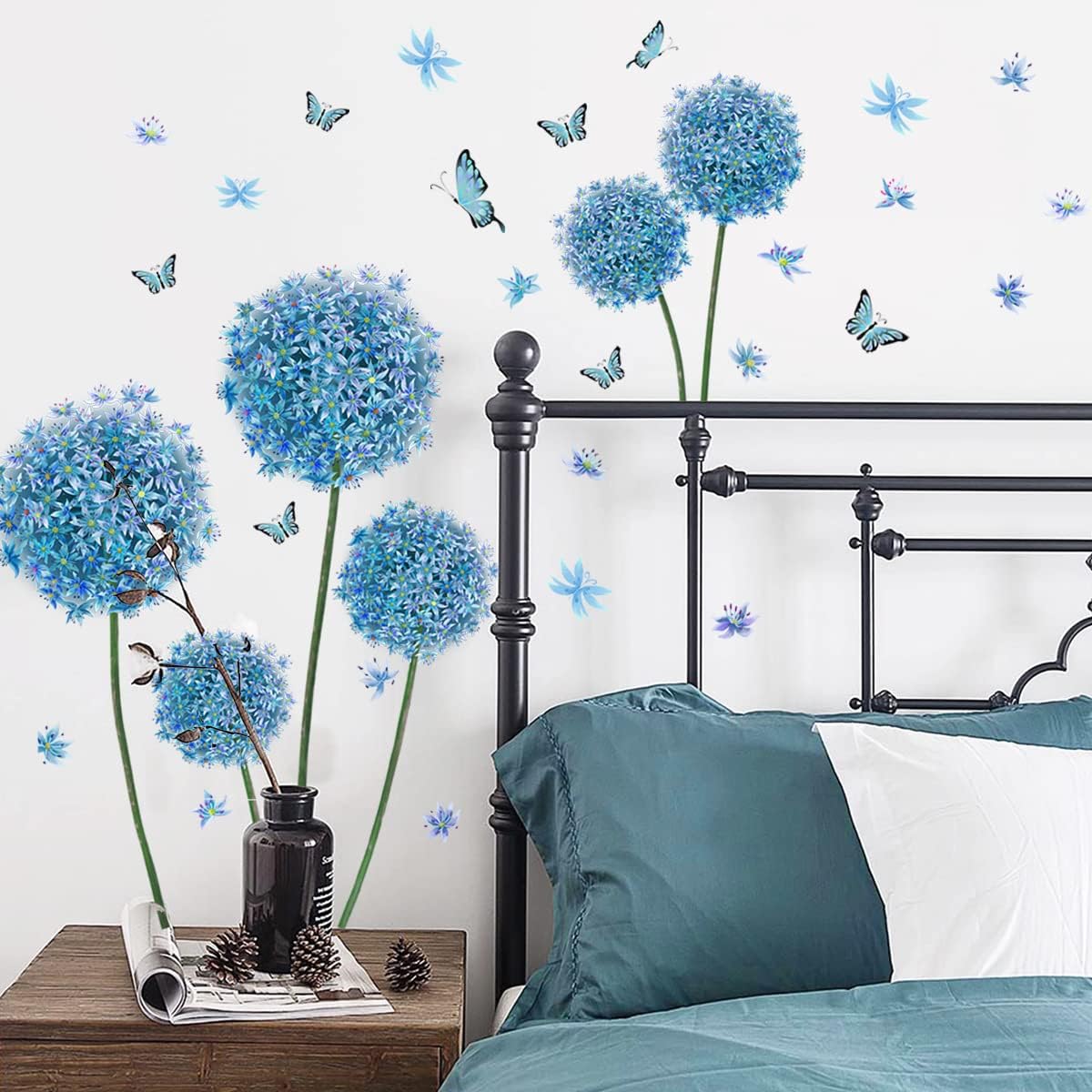 Calcomanías de pared de flores, calcomanías de pared florales extraíbles para despegar y pegar, calcomanías de pared de flores extraíbles,