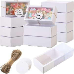Roowest 50 juegos de cajas de regalo de estraza rectangulares de papel kraft con ventana, caja de jabón casera con etiquetas en blanco y cuerda de Roowest 50 juegos de cajas de regalo de estraza rectangulares de papel kraft con ventana, caja de jabón casera con etiquetas en blanco y cuerda de