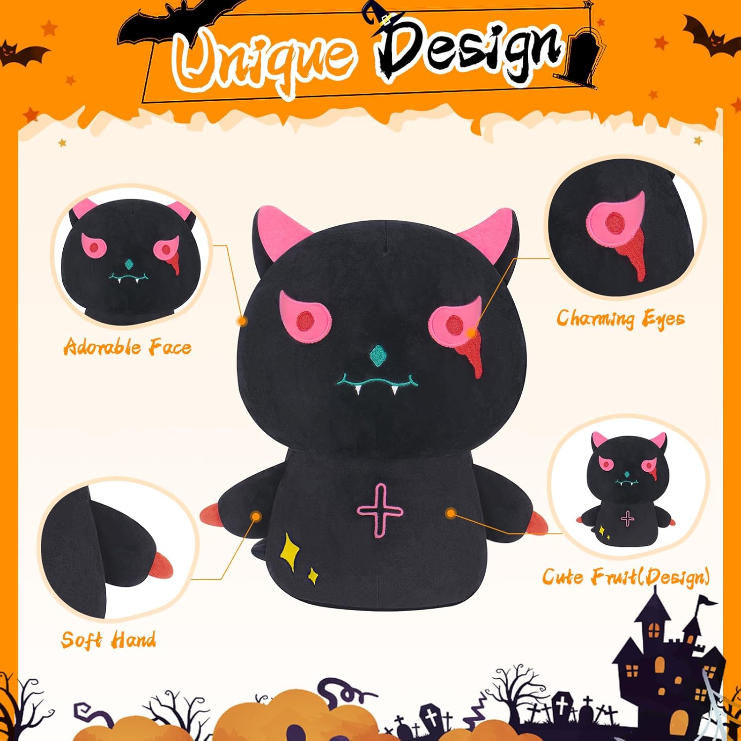 Peluche de gato negro de 14 pulgadas, juguetes de peluche kawaii, lindos regalos de gato para niñas y niños, peluche de almohada de ajolote súper