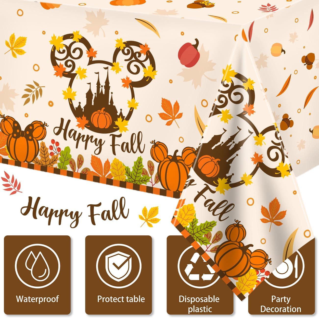 Mantel de Acción de Gracias, de plástico, desechable, rectangular, calabaza, cosecha de otoño, hoja de arce, decoración para el hogar, otoño,