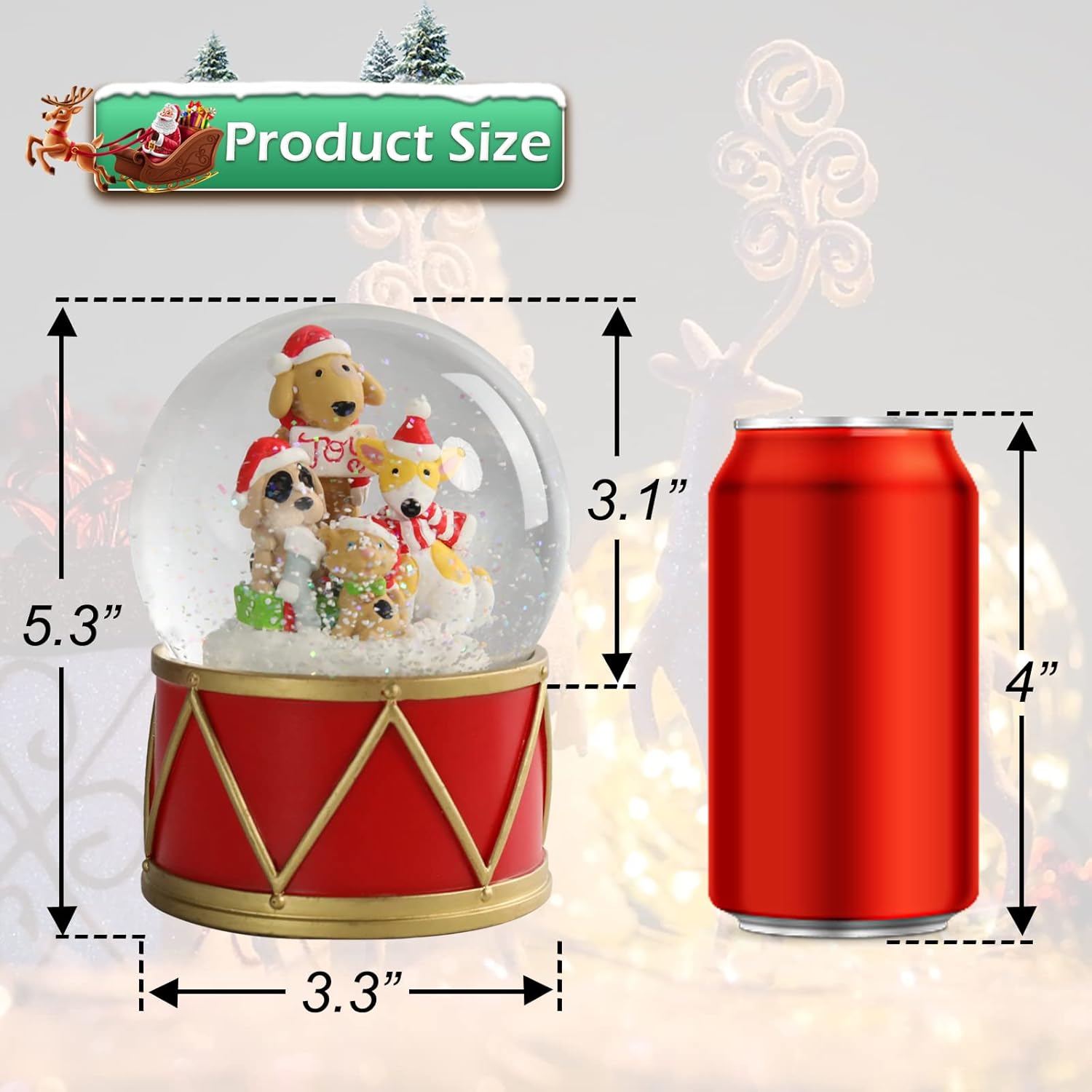 Globo de nieve de Navidad, globo de agua musical para perros y gatos, con 8 canciones, caja de música que cambia de color, para decoración del hogar