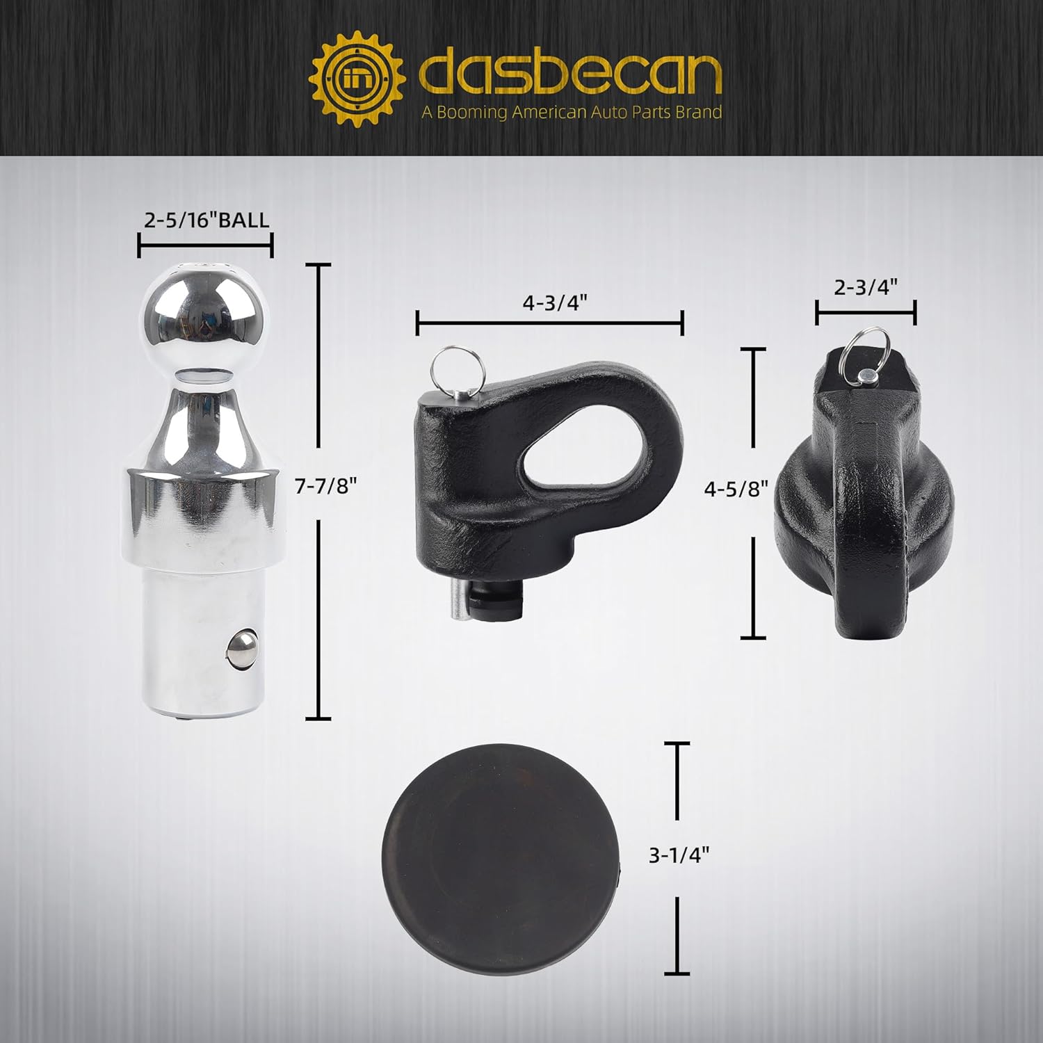 Dasbecan 60692 Kit de cadena de seguridad de cuello de cisne de 30 K, 2-516 pulgadas, compatible con F250 F350 F450 Super Duty GMC Sierra 2500 3500