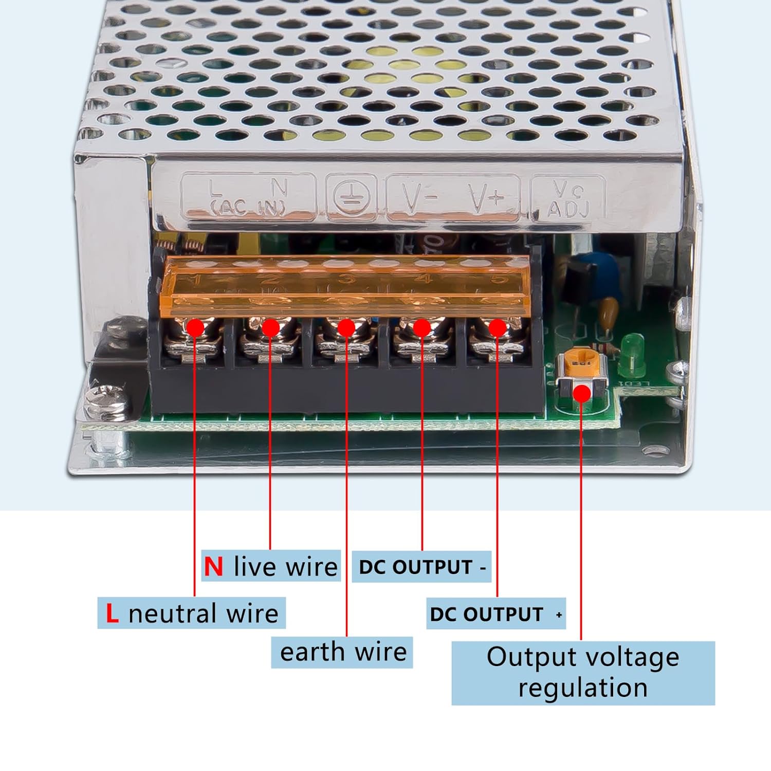 Fuente de alimentación conmutada de 5V 10A 50W DC AC 100V240V a DC-12V Adaptador de corriente, voltaje constante del transformador, adecuado para