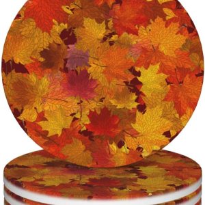 Juego de 4 posavasos de cerámica absorbentes con hojas de arce para otoño y otoño, para mesa de café, bar, cerveza, escritorio, mesa, hogar, otoño, Juego de 4 posavasos de cerámica absorbentes con hojas de arce para otoño y otoño, para mesa de café, bar, cerveza, escritorio, mesa, hogar, otoño,