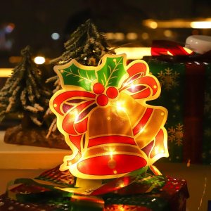 Decoraciones de Navidad, 2 luces de ventana de Navidad, funciona con pilas, luces de silueta de ventana con ventosa, temporizador para decoración de Decoraciones de Navidad, 2 luces de ventana de Navidad, funciona con pilas, luces de silueta de ventana con ventosa, temporizador para decoración de