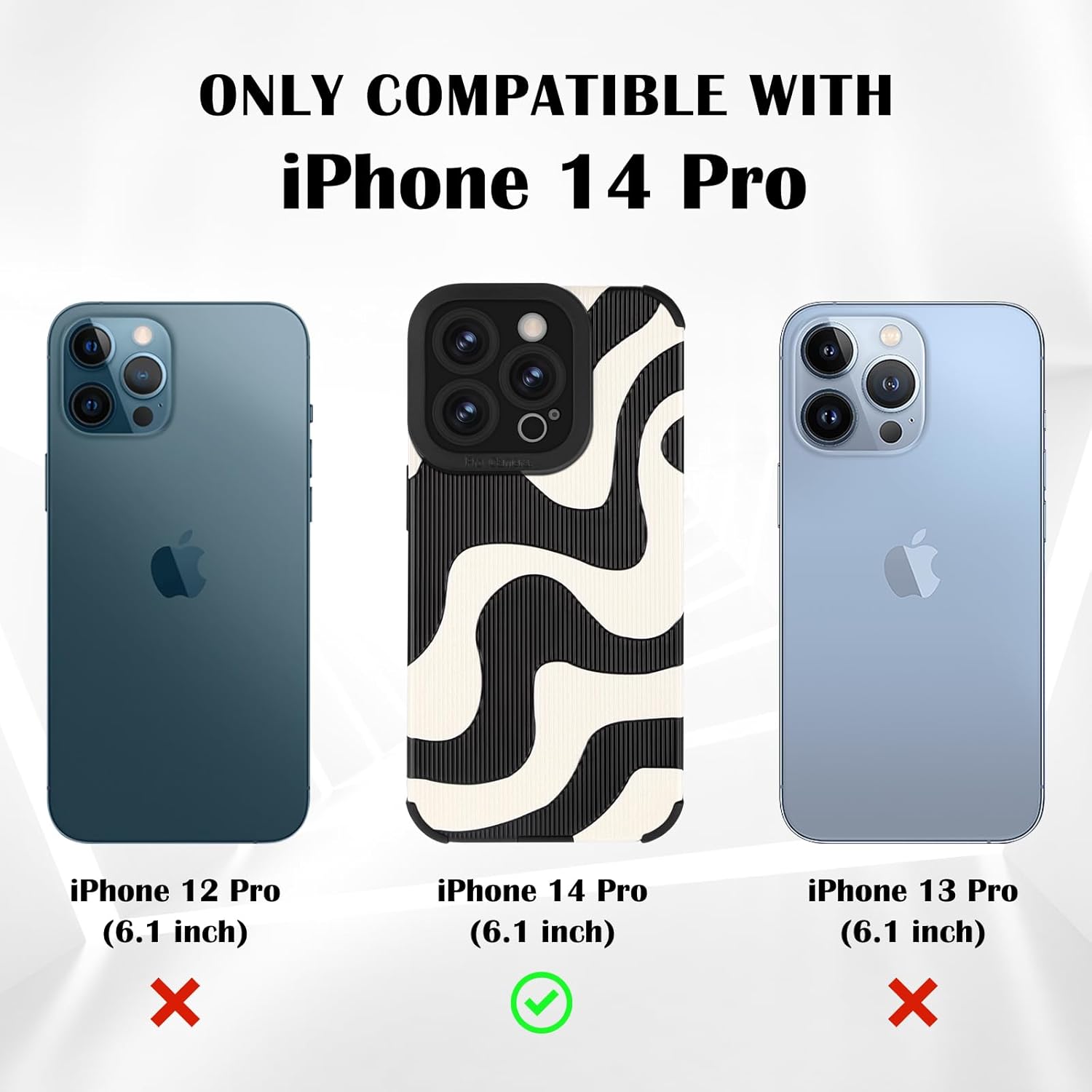 Funda para iPhone 14 Pro, bonito diseño de ondas de cebra para mujeres y niñas, TPU suave, antiarañazos, a prueba de golpes, funda protectora de