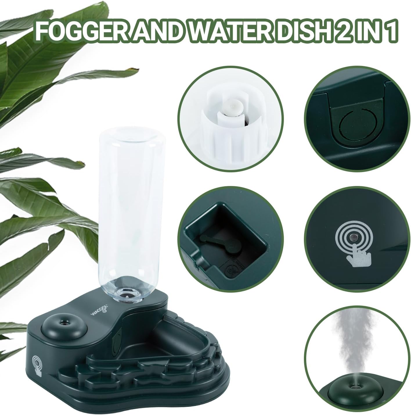 Nebulizador de reptiles y cuenco de agua para reptiles 2 en 1, mini humidificador de reptiles y plato de agua de reptiles para reptiles, anfibios,