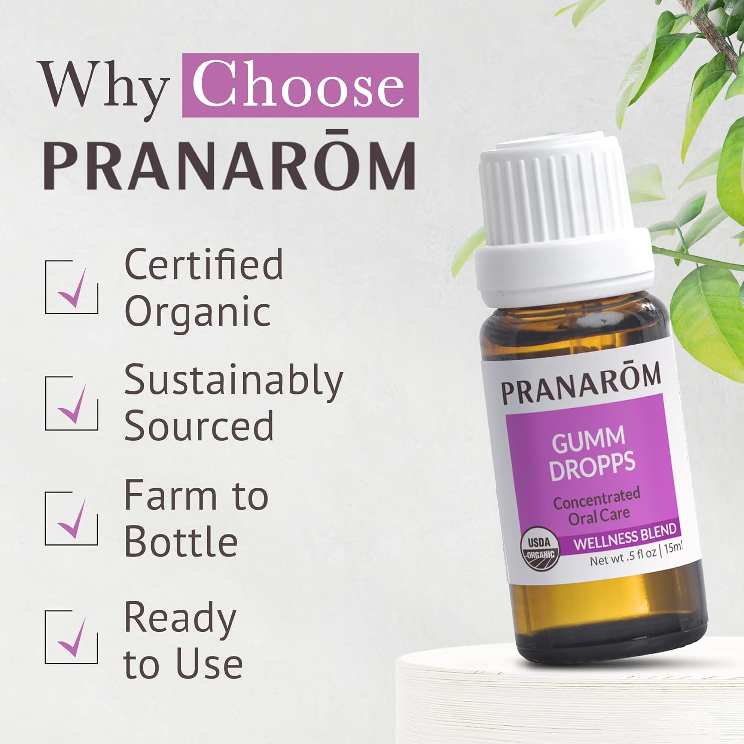 Pranarom – Gumm Dropps Aceite esencial para la salud de los dientes y las encías, enjuague bucal natural para el cuidado bucal, aceites esenciales