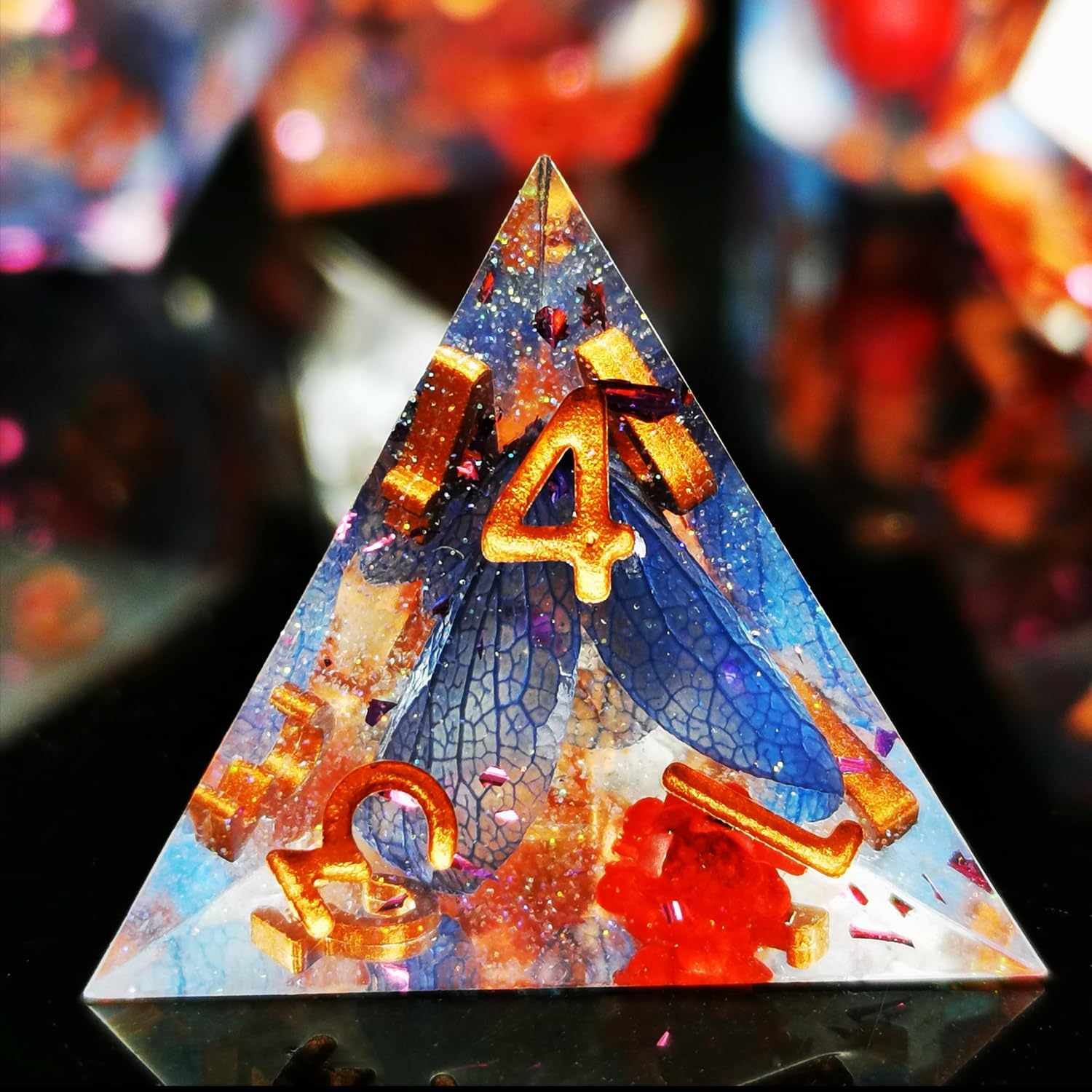 DND – Juego de dados de resina con bordes afilados, 7 piezas de dados de resina de flores, juego de dados poliédricos para dados de Calabozos y