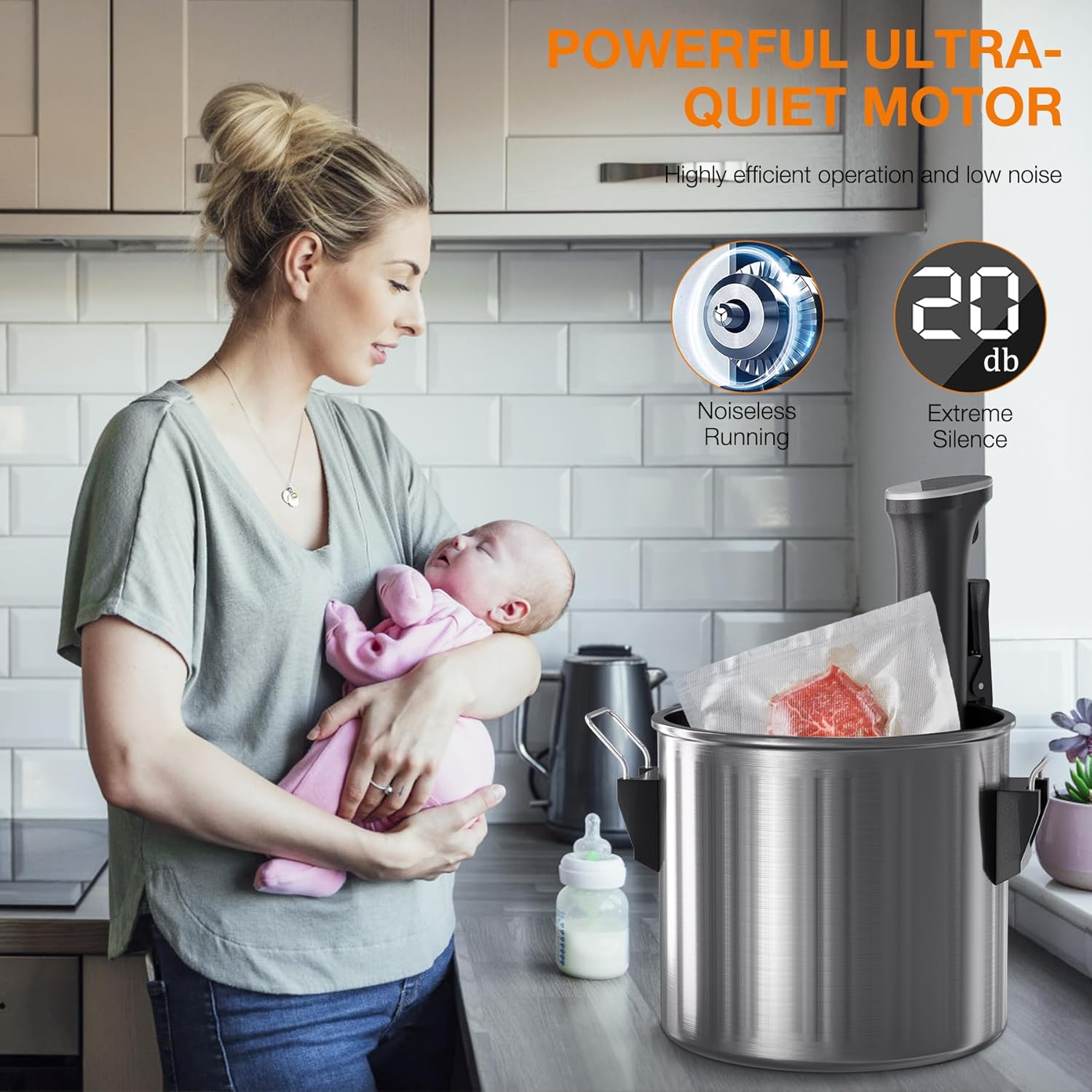 Máquina Sous Vide mejorada de 1100 W Sous Vide Cooker de calentamiento rápido, máquina de cocción de precisión de trabajo ultra silencioso,
