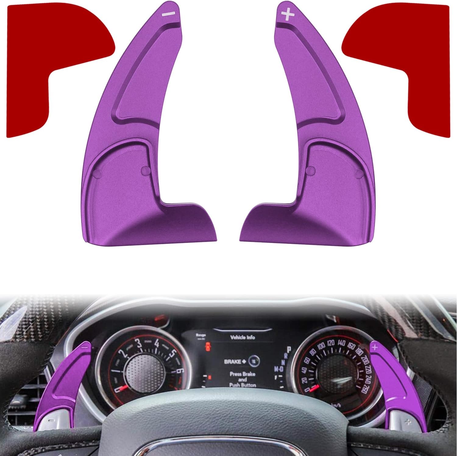 Cubierta de cambios de volante extendidos para Dodge Challenger Charger Durango RT & Scat Pack 2015-2021, para Jeep Grand Cherokee 2014-2021,