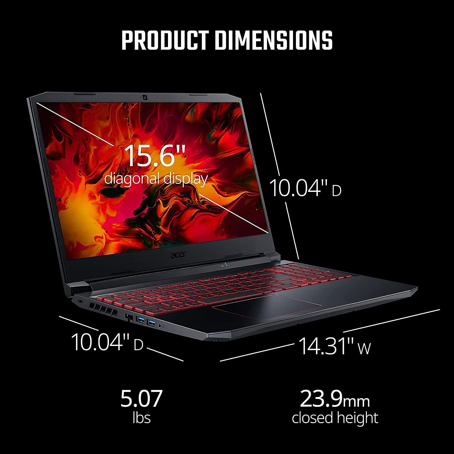 acer Nitro 5 – Laptop para juegos 2023 de 15.6 pulgadas, FHD 144Hz, pantalla IPS Intel 4-Core i5-10300H, 16 GB DDR4 512 GB NVMe SSD 1TB HDD NVIDIA