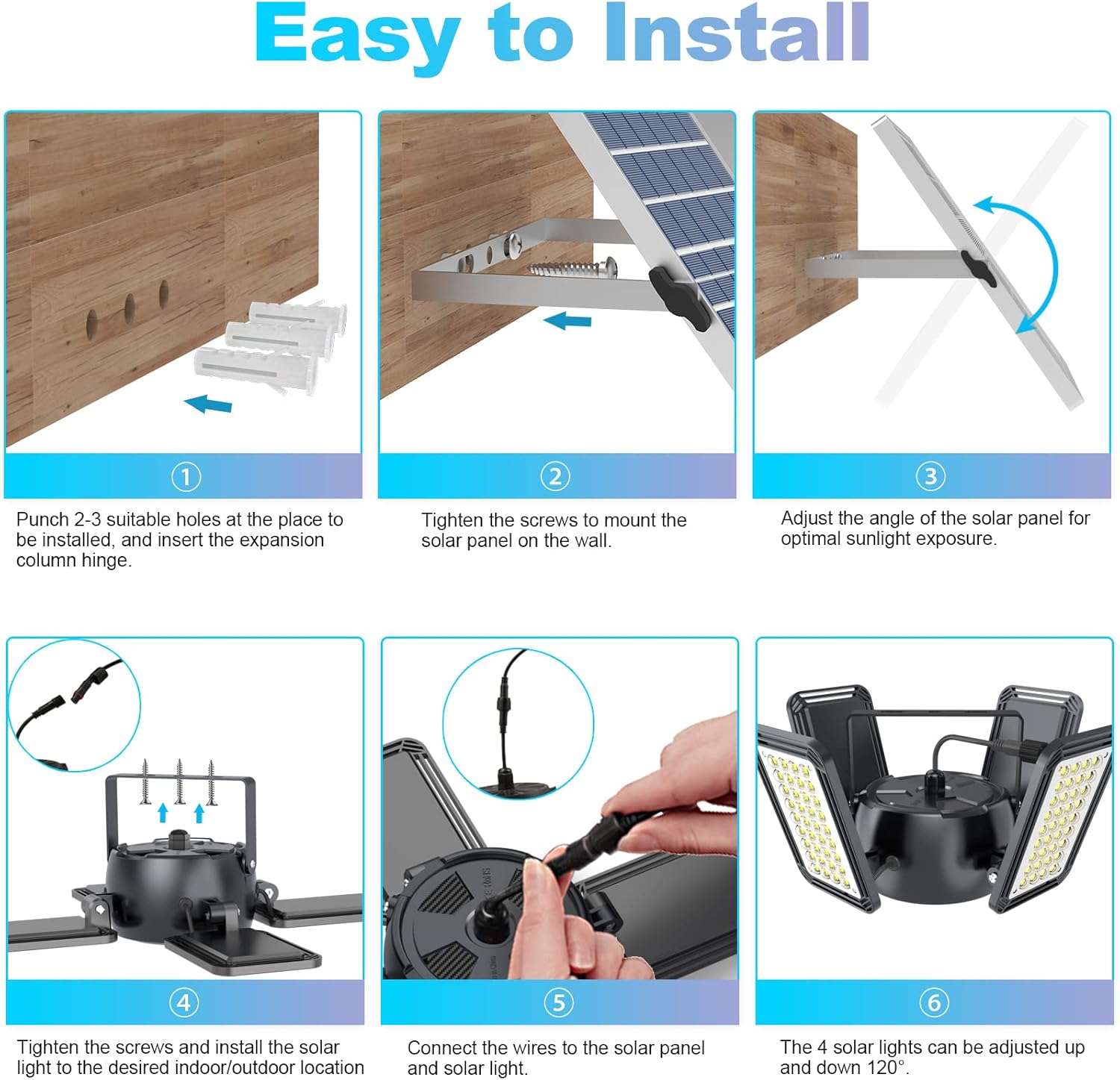 Luz solar para cobertizo con sensor de movimiento solar para interiores y exteriores, 144 LED, 1200 lúmenes, luz de trabajo diurna con 5 modos de