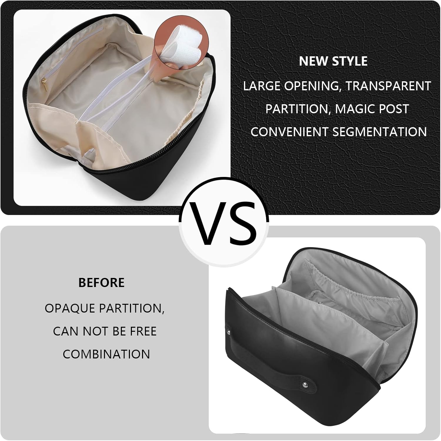 YOCETORY Nuevo bolso del maquillaje, bolso cosmético de cuero de la PU 2023, Negro2, Moderno