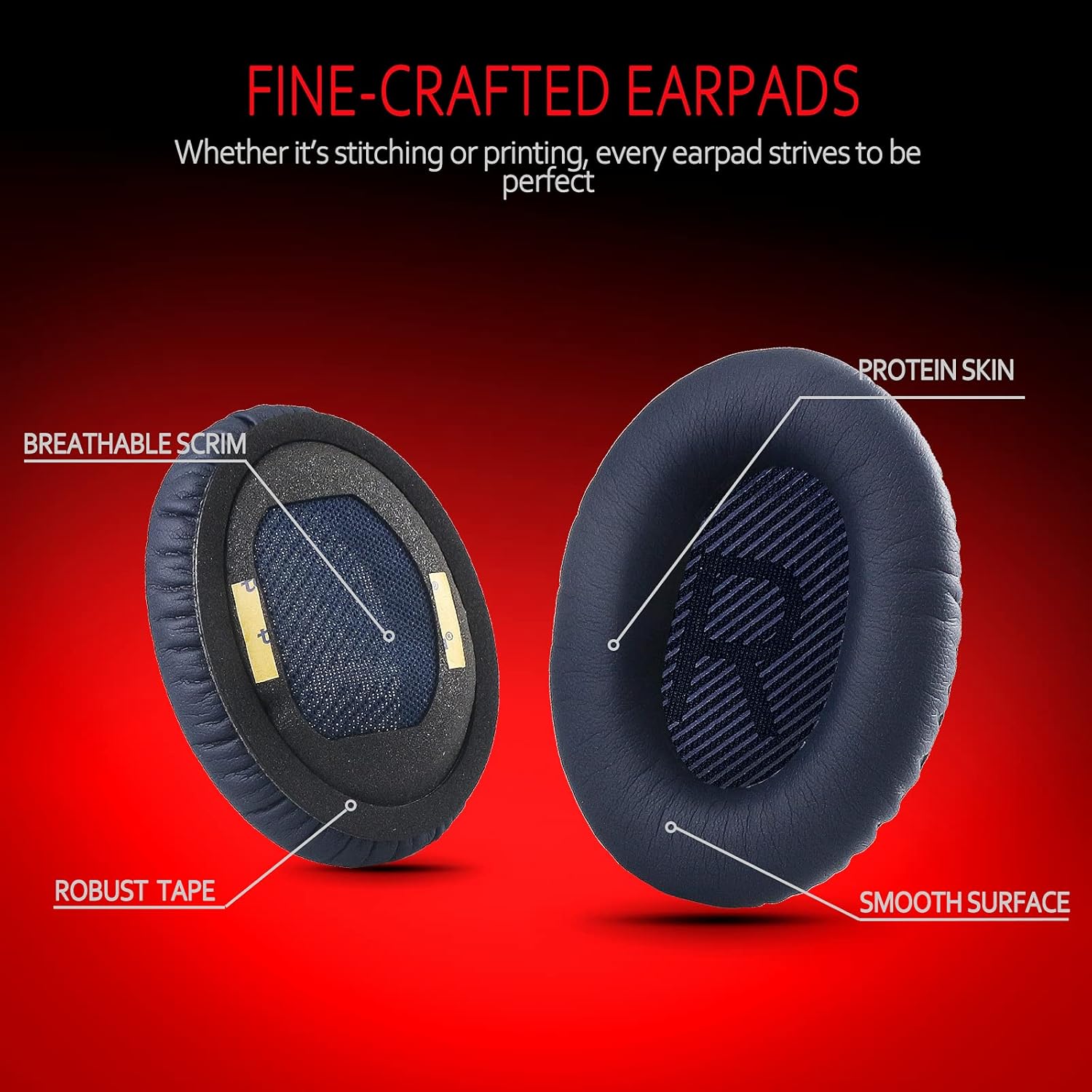Krone Kalpasmos – Almohadillas de repuesto de alta calidad para auriculares Bose, compatible con Bose QuietComfort 35 ii QC35 QC25 QC2 QC15 Ae2 Ae2i
