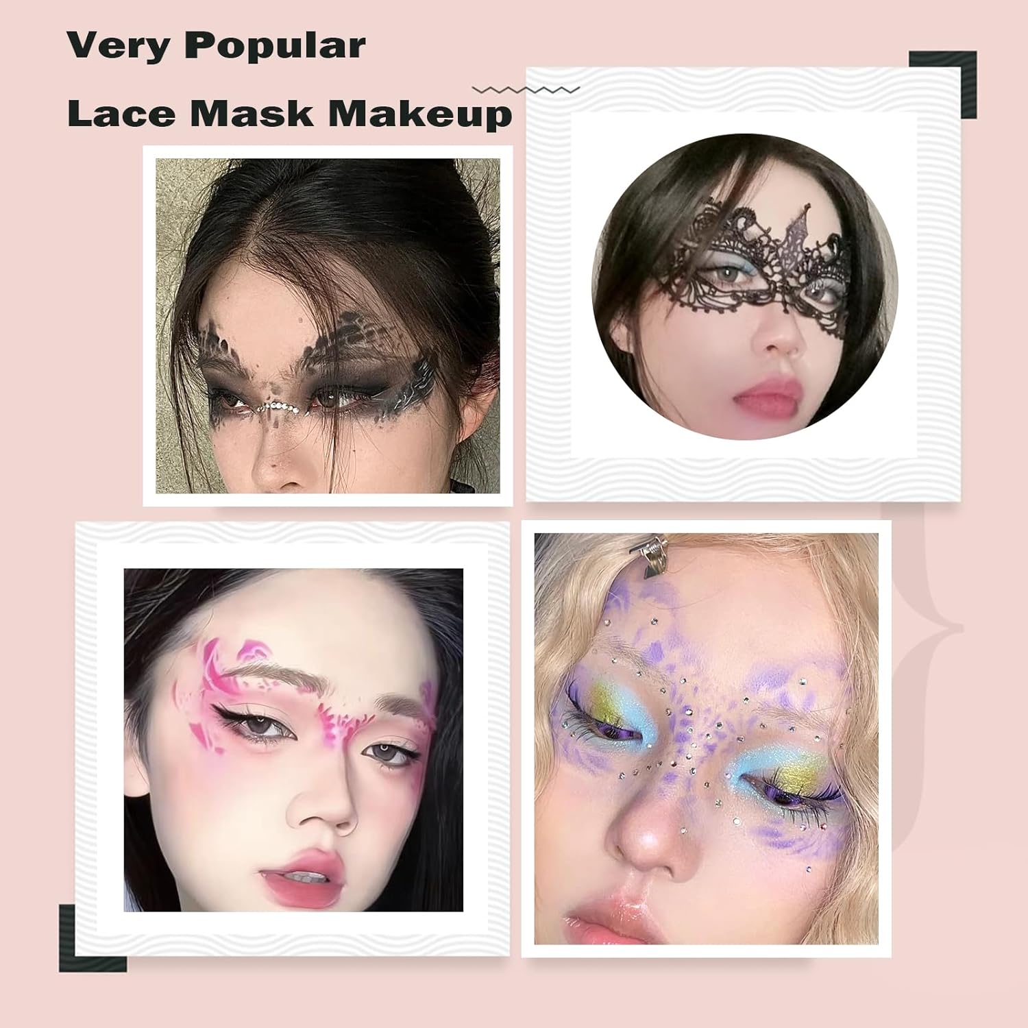 Paleta de sombras de ojos de Halloween, paleta de sombra de ojos arcoíris de 30 colores y máscara de encaje, colores brillantes y vibrantes, sombras