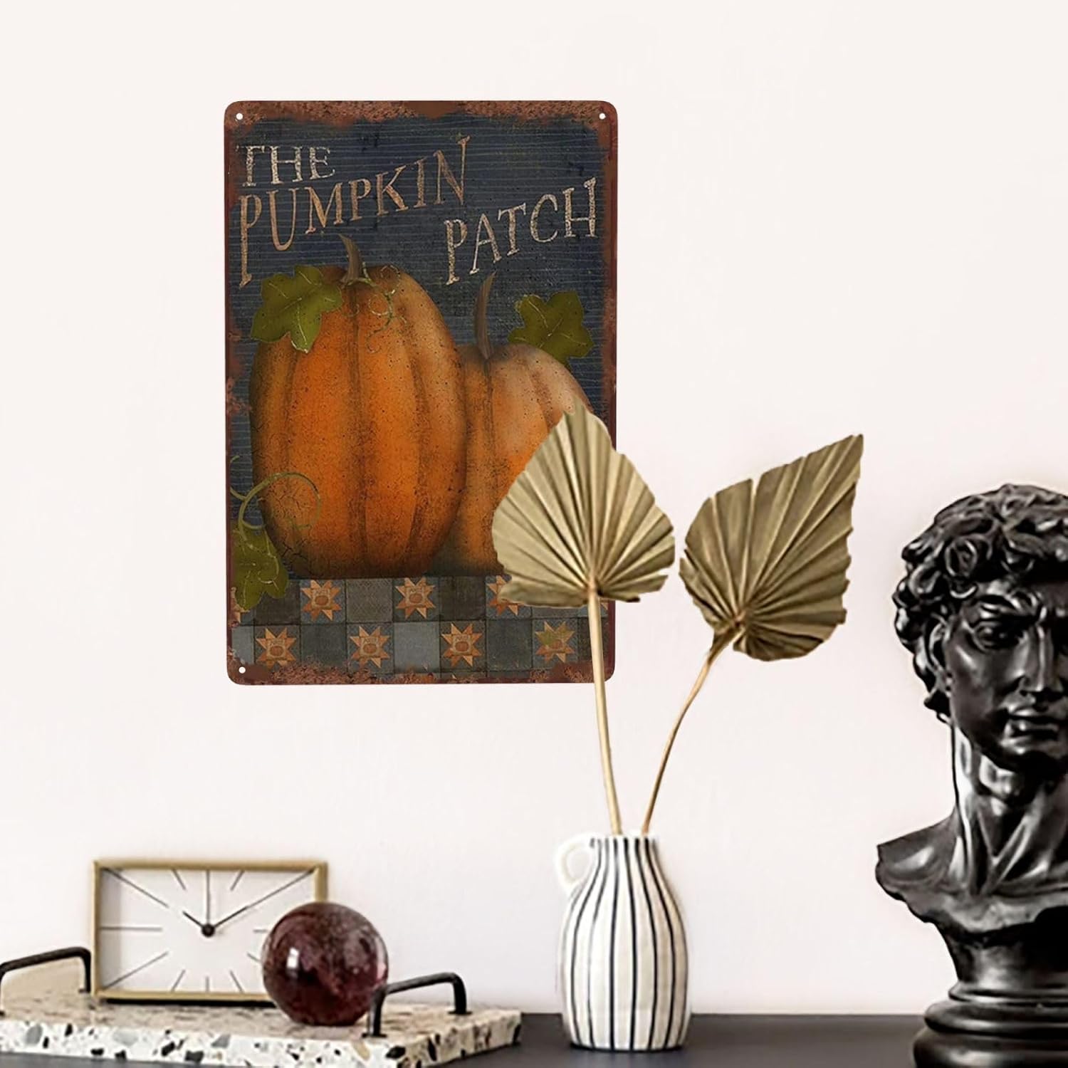The Pumpkin Patch Fall Letreros metálicos vintage para decoración de pared, placa de cafetería, pintura de hierro, retro, novedad de Navidad, bar,
