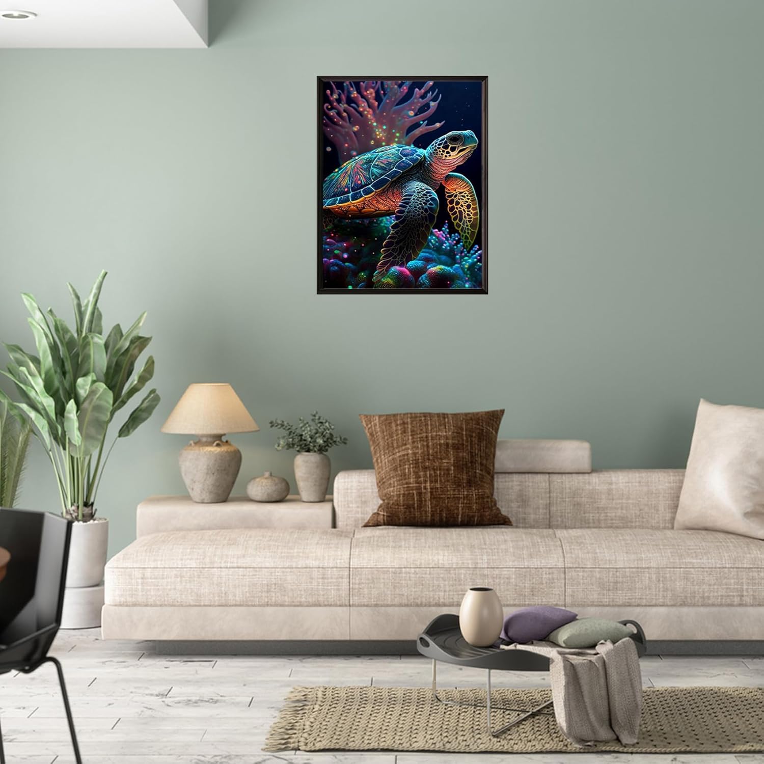 Aestalrcus Pintura de tortuga marina por números para adultos, lienzo de tortuga marina para adultos, pintura por números para adultos, kits de